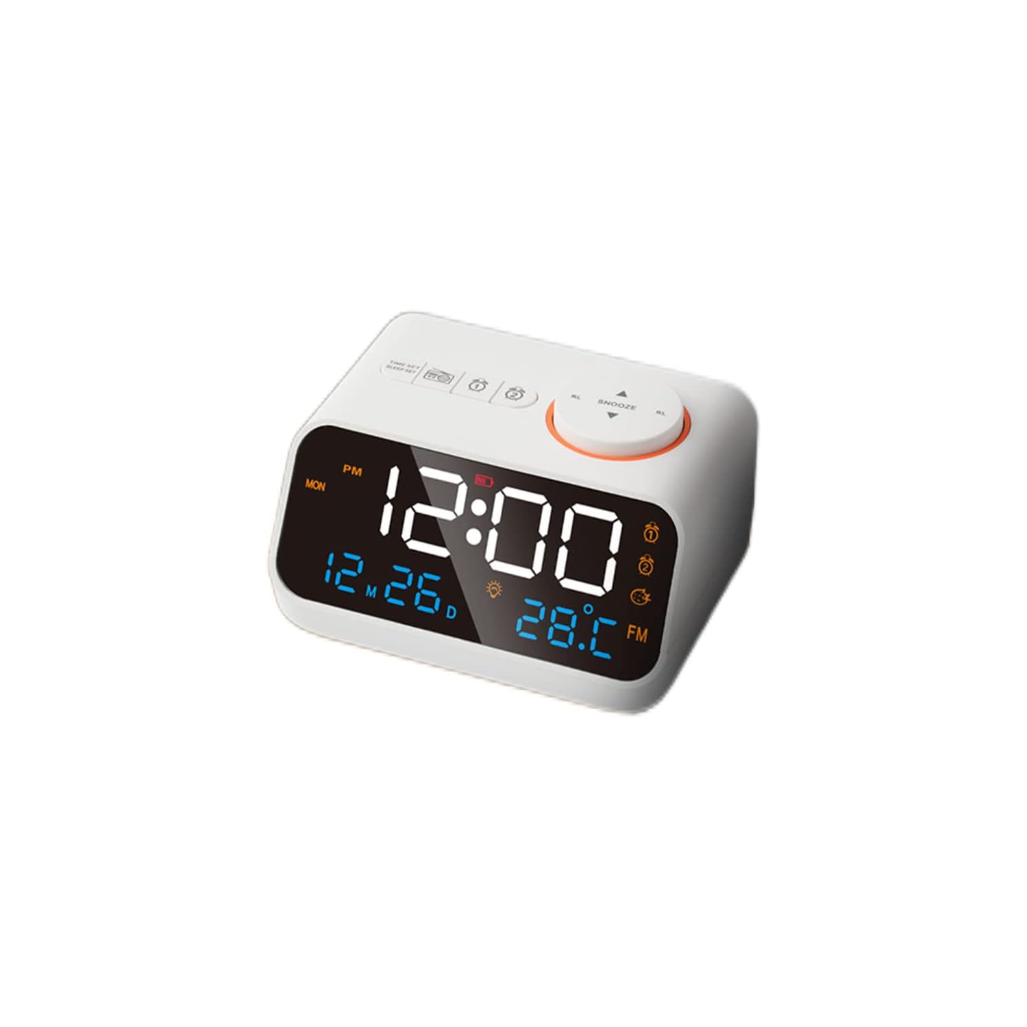 Radio-réveil numérique, radio-réveil numérique LED avec radio FM, température rechargeable réglable et hygromètre avec fonction de rappel d'alarme