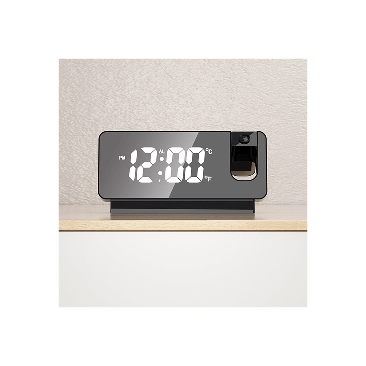Projecteur Réveil LED Affichage numérique Projection Réveille-matin Silent Mirror USB Horloge de bureau avec projecteur 180° pour chambre Affichage