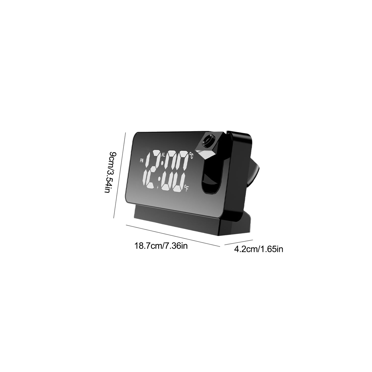 Projecteur Réveil LED Affichage numérique Projection Réveille-matin Silent Mirror USB Horloge de bureau avec projecteur 180° pour chambre Affichage