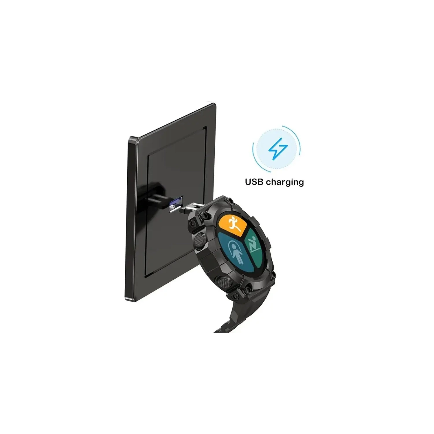 Smart bracelet outdoor health management weather pedometer waterproof smart information reminder sports watch(black)