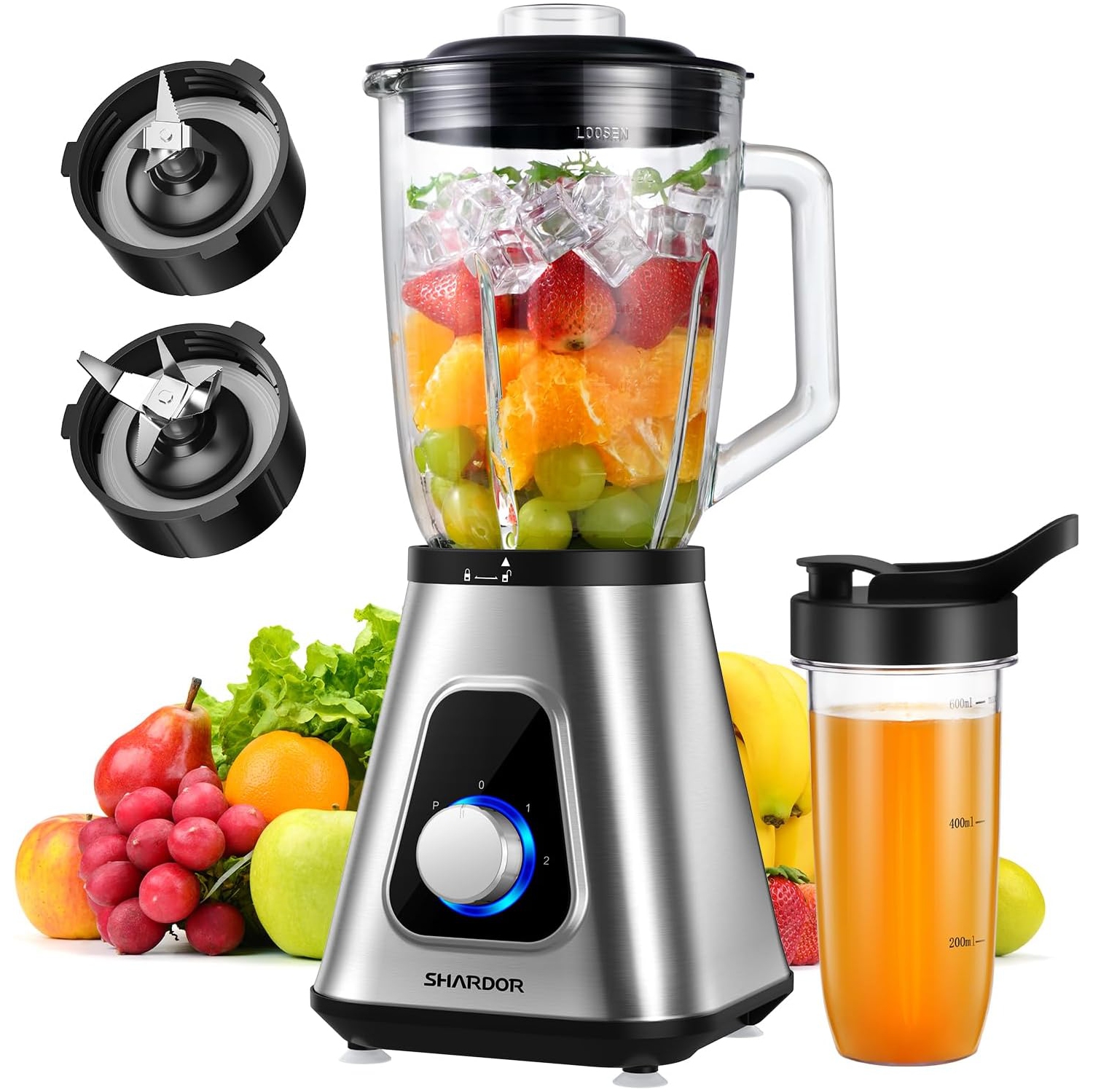 Mélangeur 1200&nbsp;W de SHARDOR pour boissons frappées et boissons frappées - Argenté