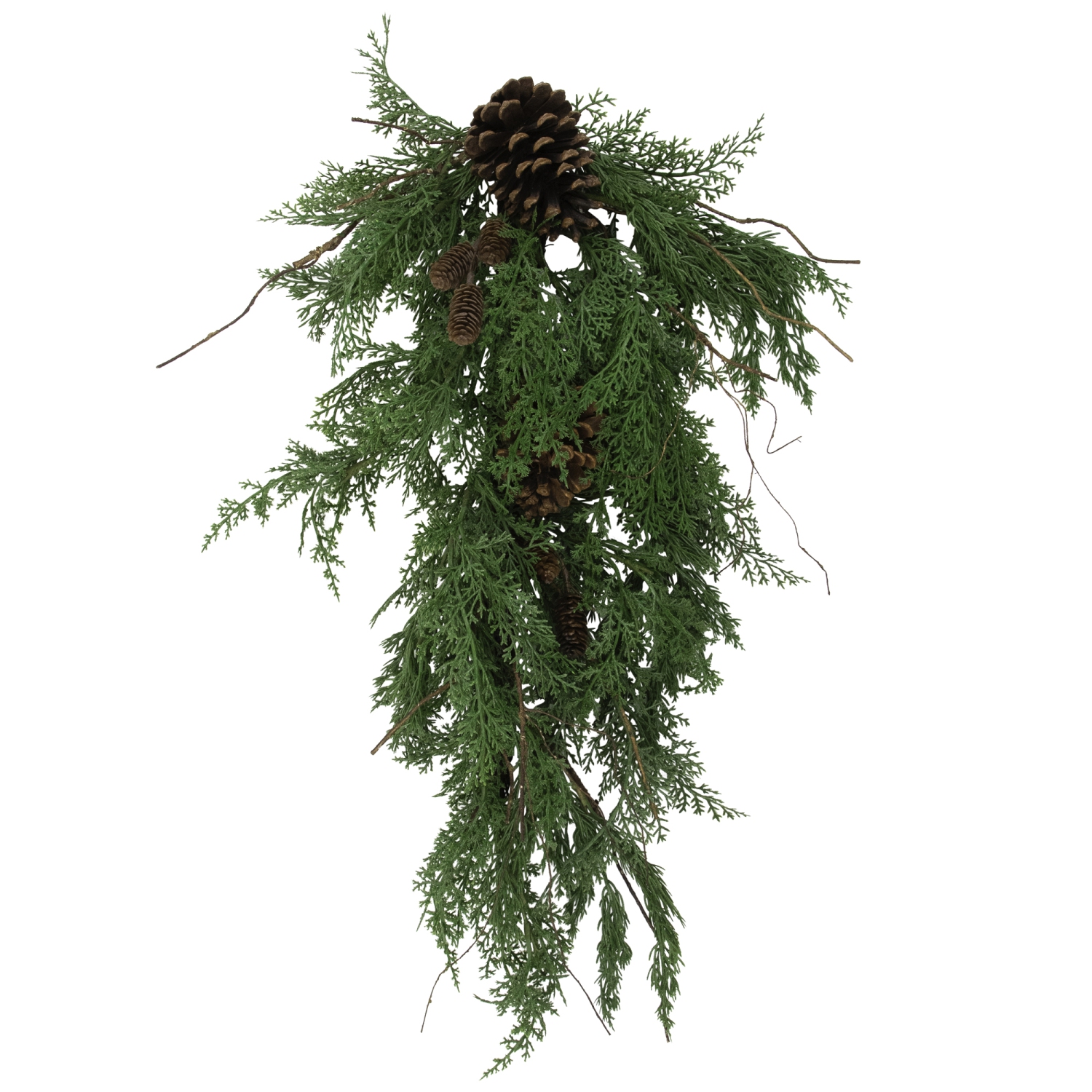 Pine Cone and Cedar Artificial Christmas Teardrop Swag - 26" - Unlit