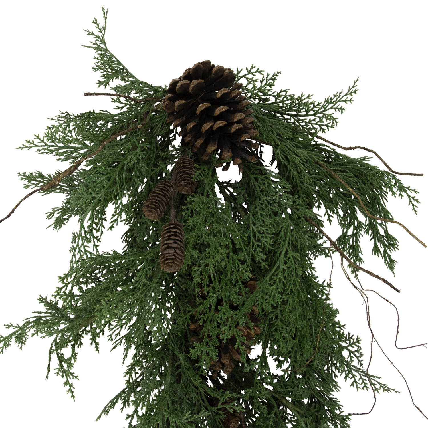 Pine Cone and Cedar Artificial Christmas Teardrop Swag - 26" - Unlit