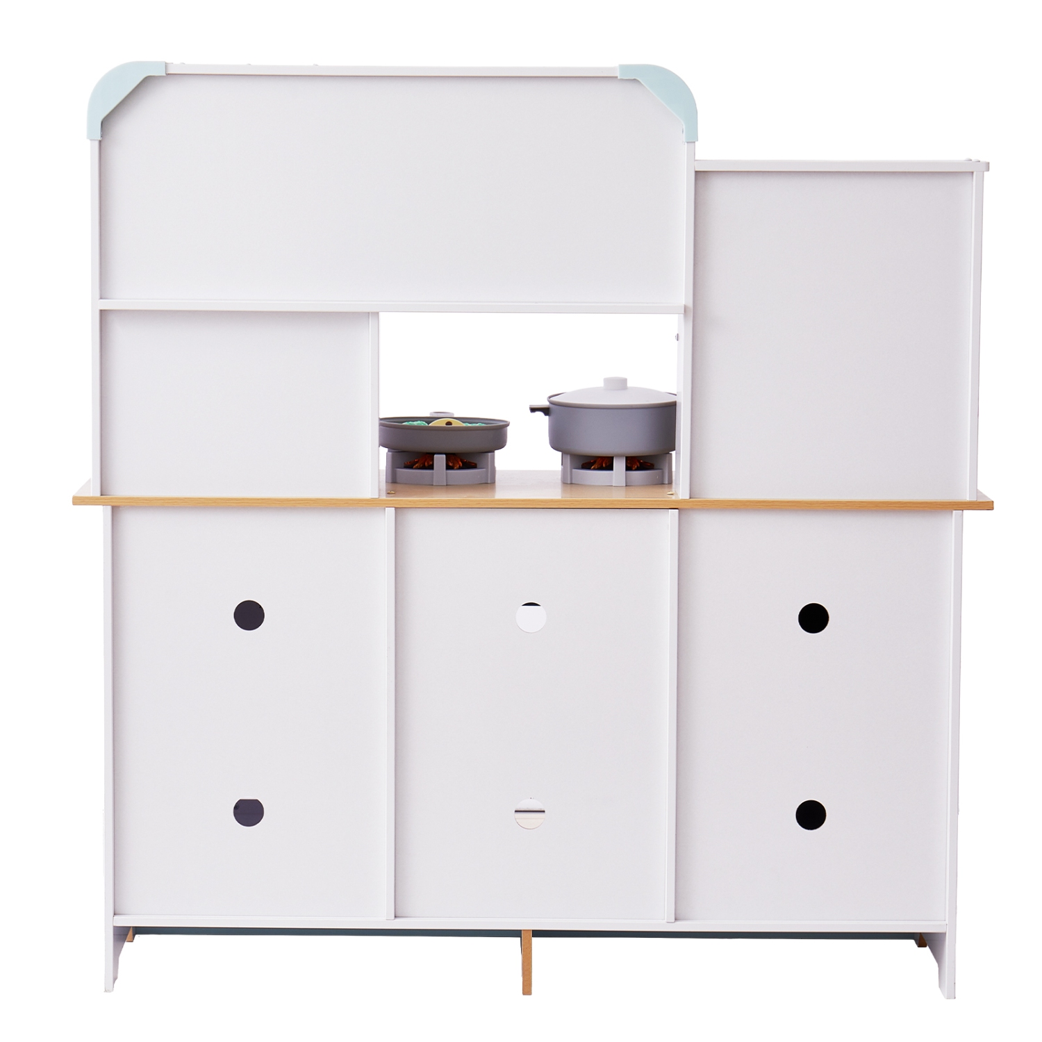 VEVOR Play Kitchen for Kids, Wooden Toy Kitchen Set with Lights and Sounds, Toddler Kitchen with Ice Maker, Oven, Sink, Microwaves, Fridge and