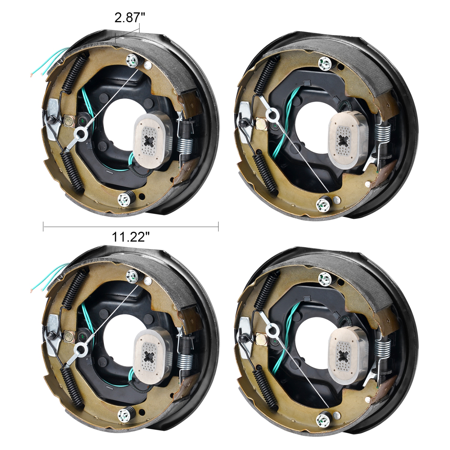 VEVOR 10" x 2-1/4" Electric Trailer Brake Assembly, 2 Pairs Self-Adjusting Electric Brakes Kit for 3500 lbs Axle, 4-Hole Mounting,for Brake System