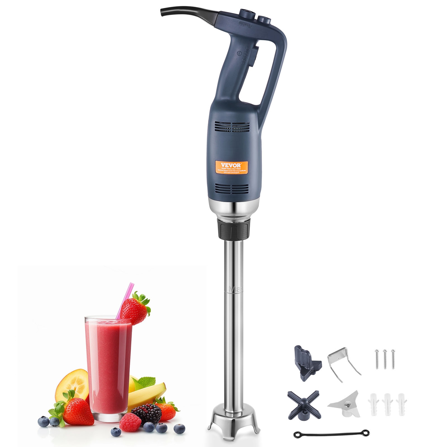 VEVOR Commercial Immersion Blender, 350W Heavy Duty Hand Mixer, 20 inch Stepless Variable Speed Mixer with Stainless Steel Blade, Multi-Purpose