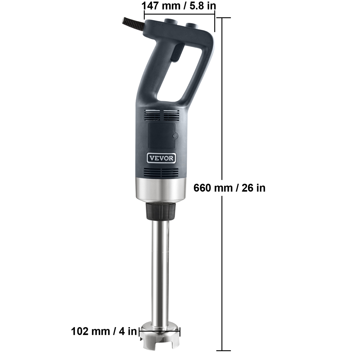 VEVOR Commercial Immersion Blender, 500 Watt Heavy Duty Hand Mixer, Variable Speed Kitchen Stick Mixer with 304 Stainless Steel Blade, Multi-Purpose