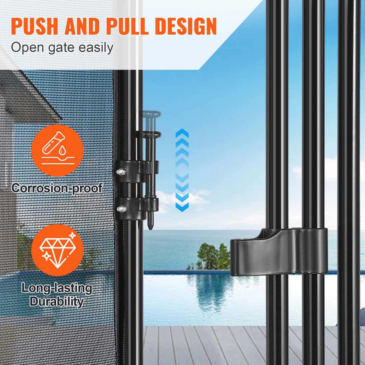 VEVOR 4 x 2.5 Ft ,Pool Fence Gate, Easy DIY Installation Inground Pool Gate, Pool Fence Gate Kit with Stainless Steel Latch, Removable Child & Pet