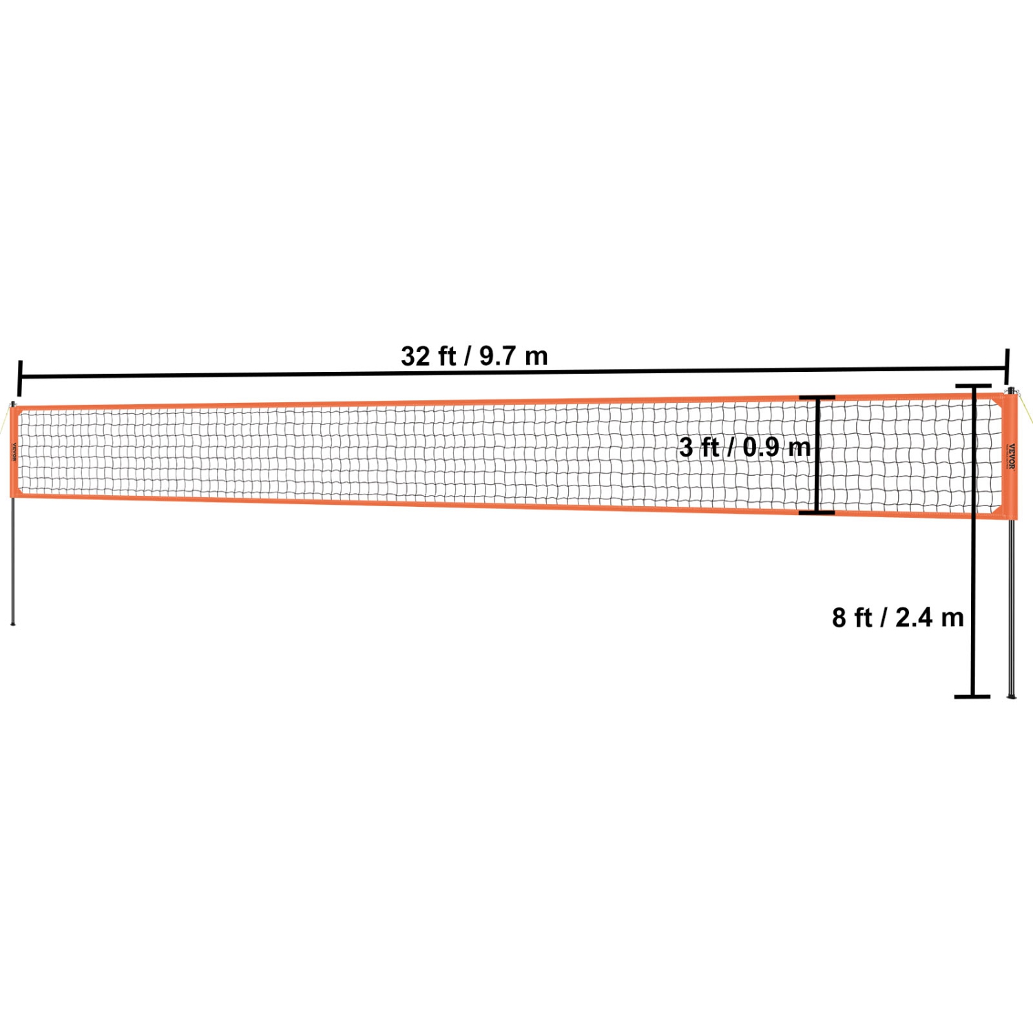 VEVOR Outdoor Portable Volleyball Net System, Adjustable Height Aluminum Poles, Professional Volleyball Set with PVC Volleyball, Pump, Carrying Bag,