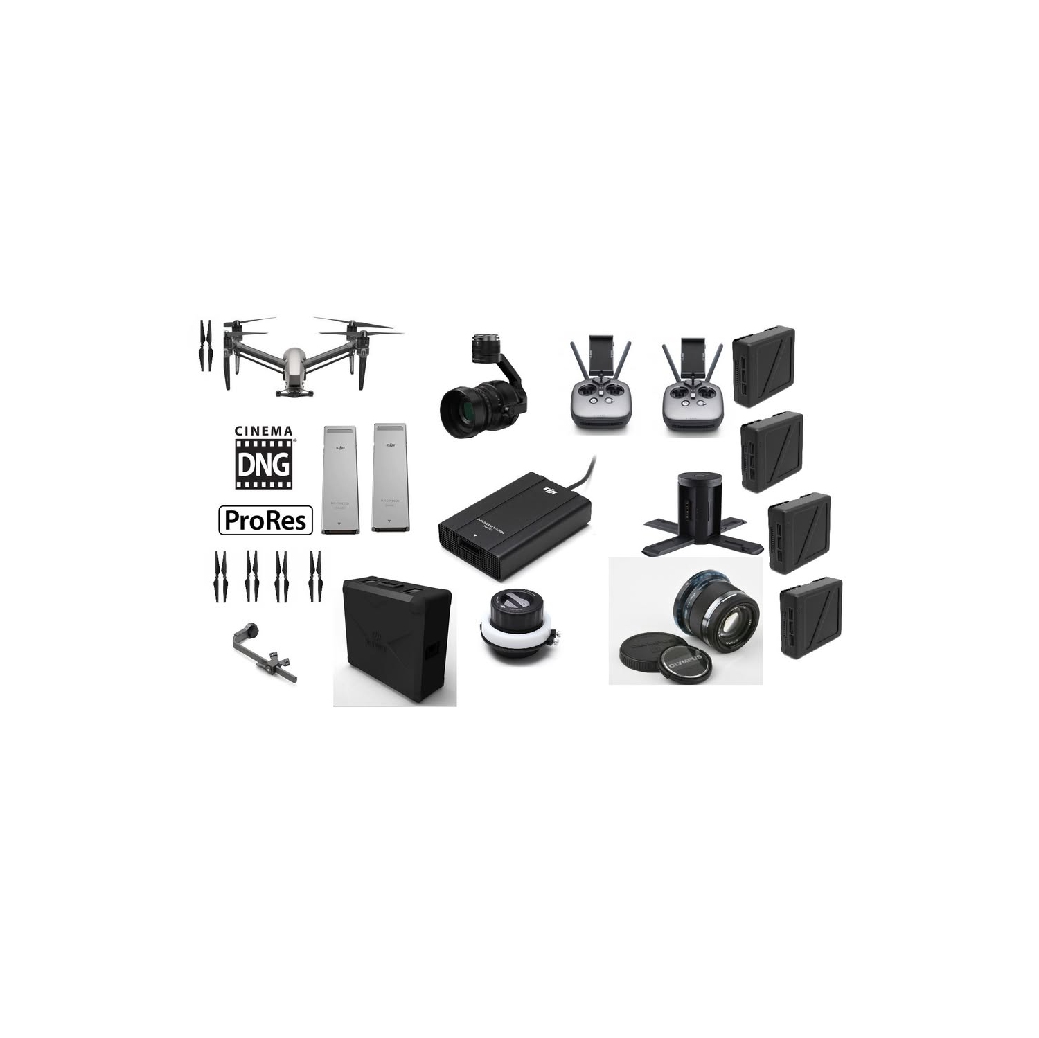 Ensemble Inspire 2 Premium de DJI avec Zenmuse X5S CinemaDNG Apple ProRes Licences + Extras - Remis à neuf Très bon état