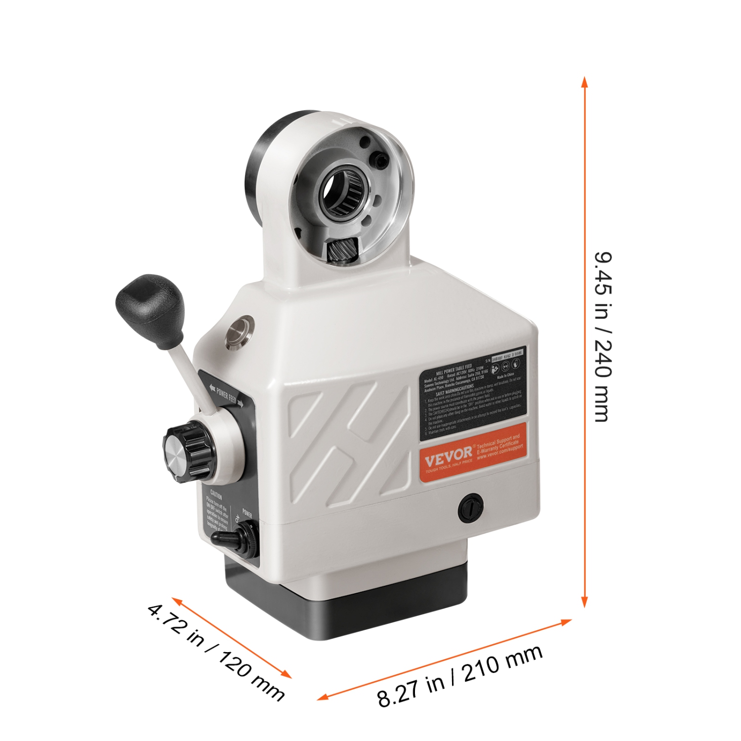 VEVOR 450 in-lb Z-Axis Power Feed for Milling Machine, Torque, 0-200RPM Rotate Speed 120V Power Table Feed Mill Feeder, for Bridgeport Some Mills