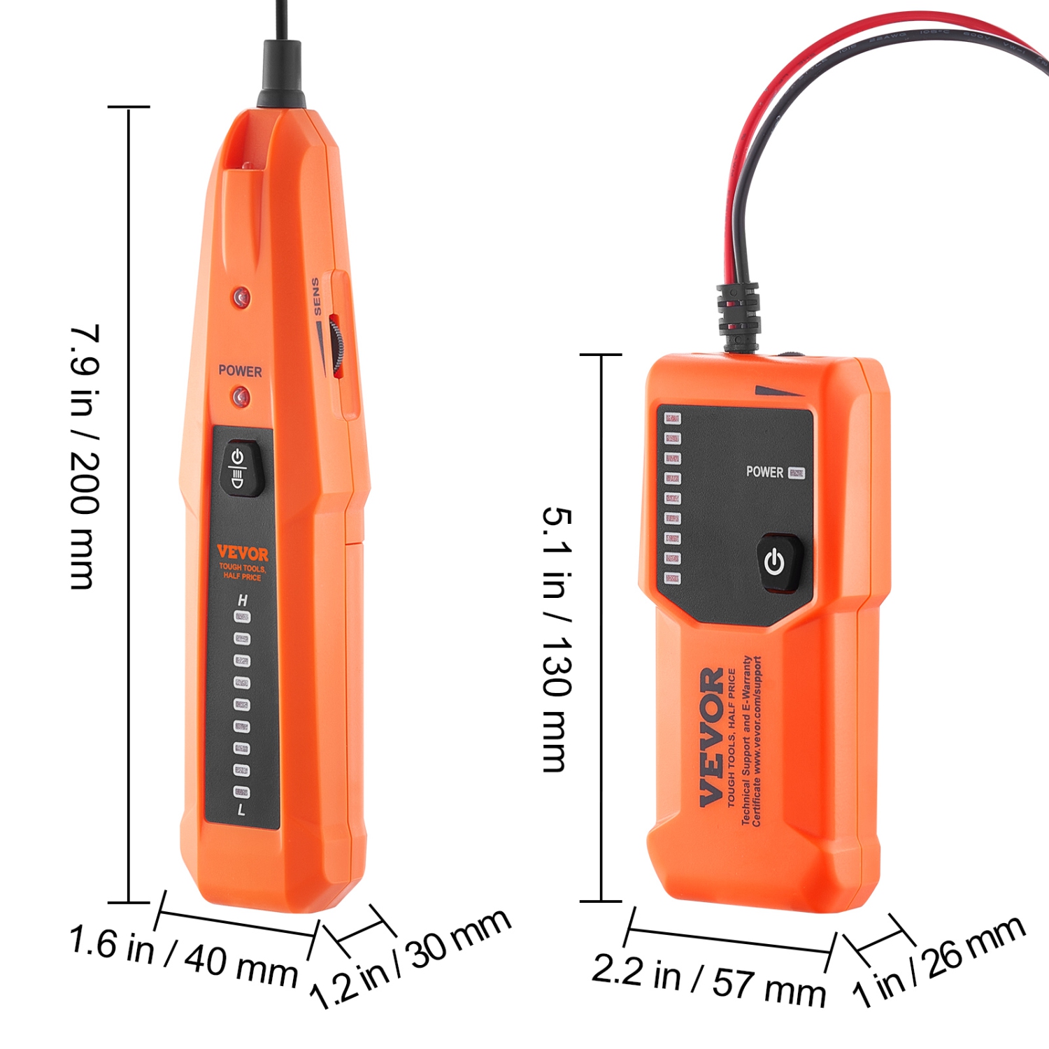 VEVOR 3 FT Underground Cable Locator. Detection Depth,Wire Tracer Break Detector Finder, 1000 FT Max.Detection Length Cable Tester for Pet Fence