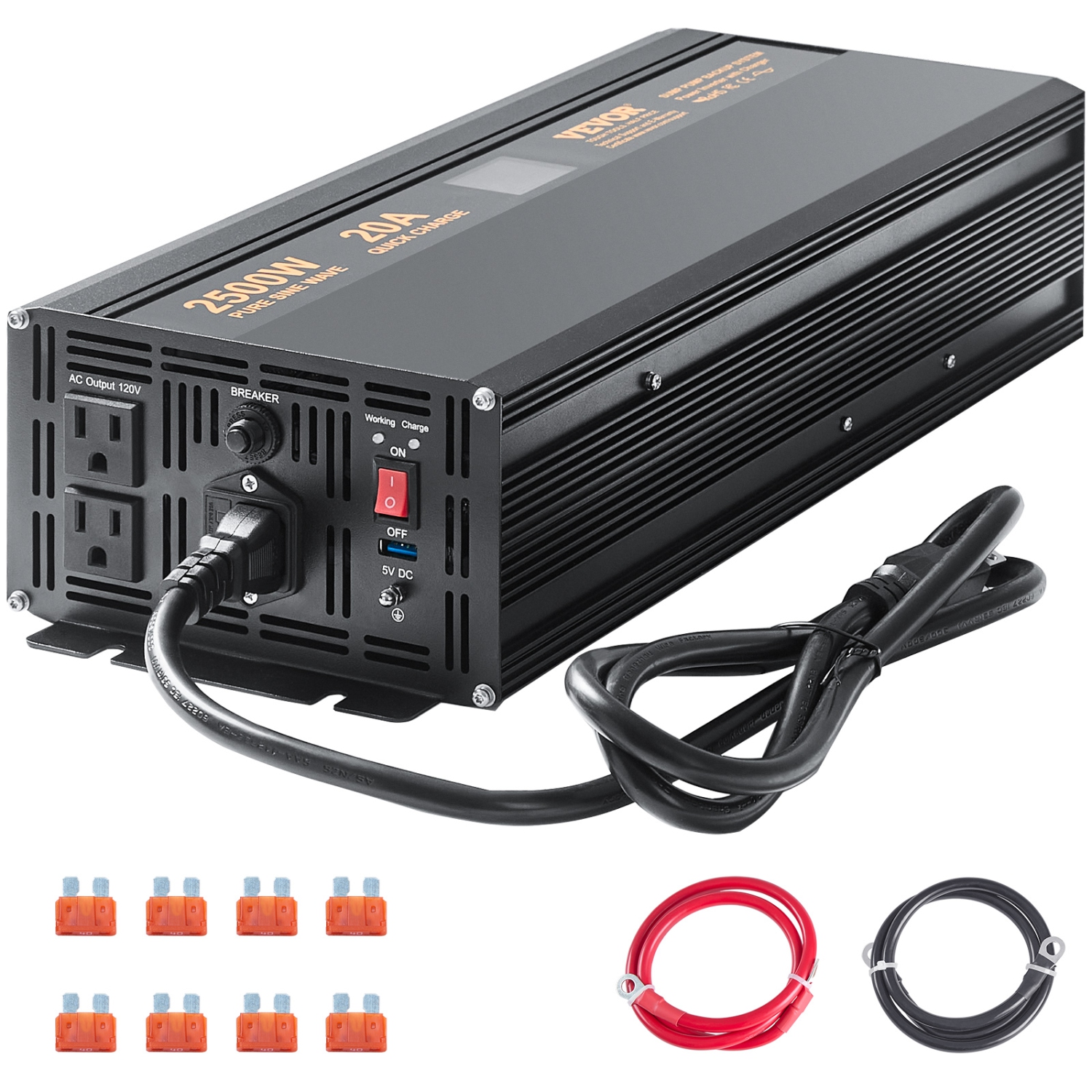 VEVOR 2500W Sump Pump Battery Backup System, LCD Display, Auto Switches to Battery Inverter Power for Continuous Sump Pump Operation, Sump Pump