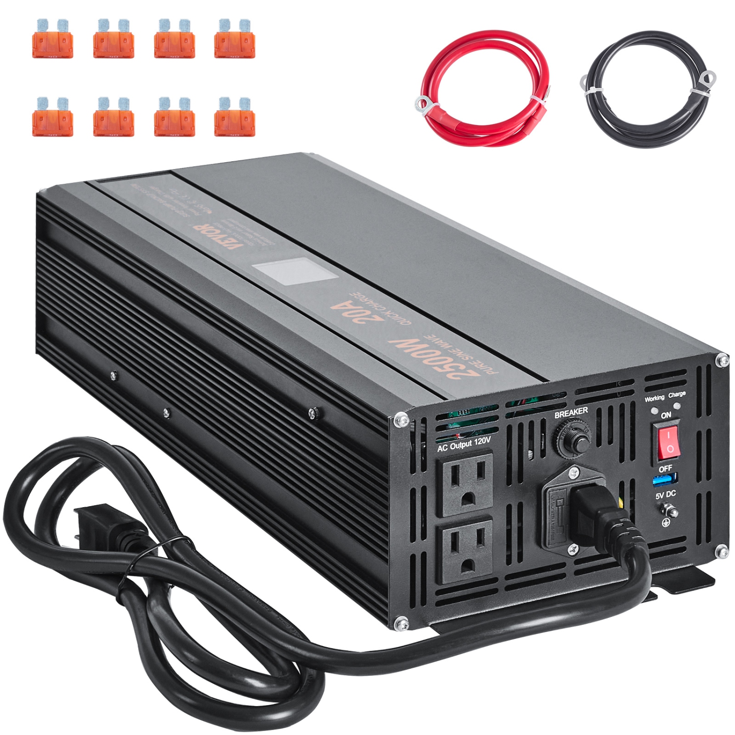 VEVOR 2500W Sump Pump Battery Backup System, LCD Display, Auto Switches to Battery Inverter Power for Continuous Sump Pump Operation, Sump Pump
