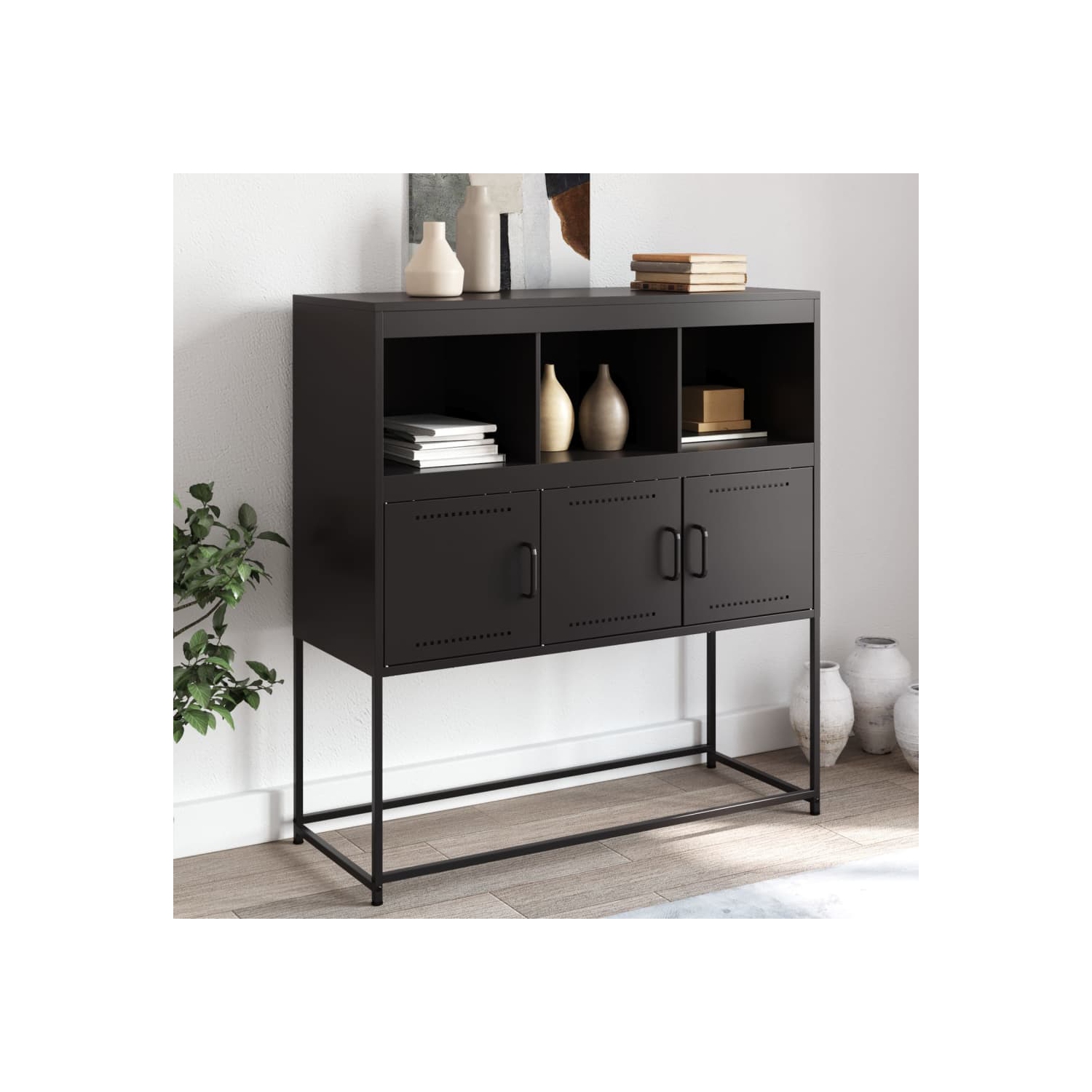 vidaXL Sideboard Black 100.5x39x107 cm Steel