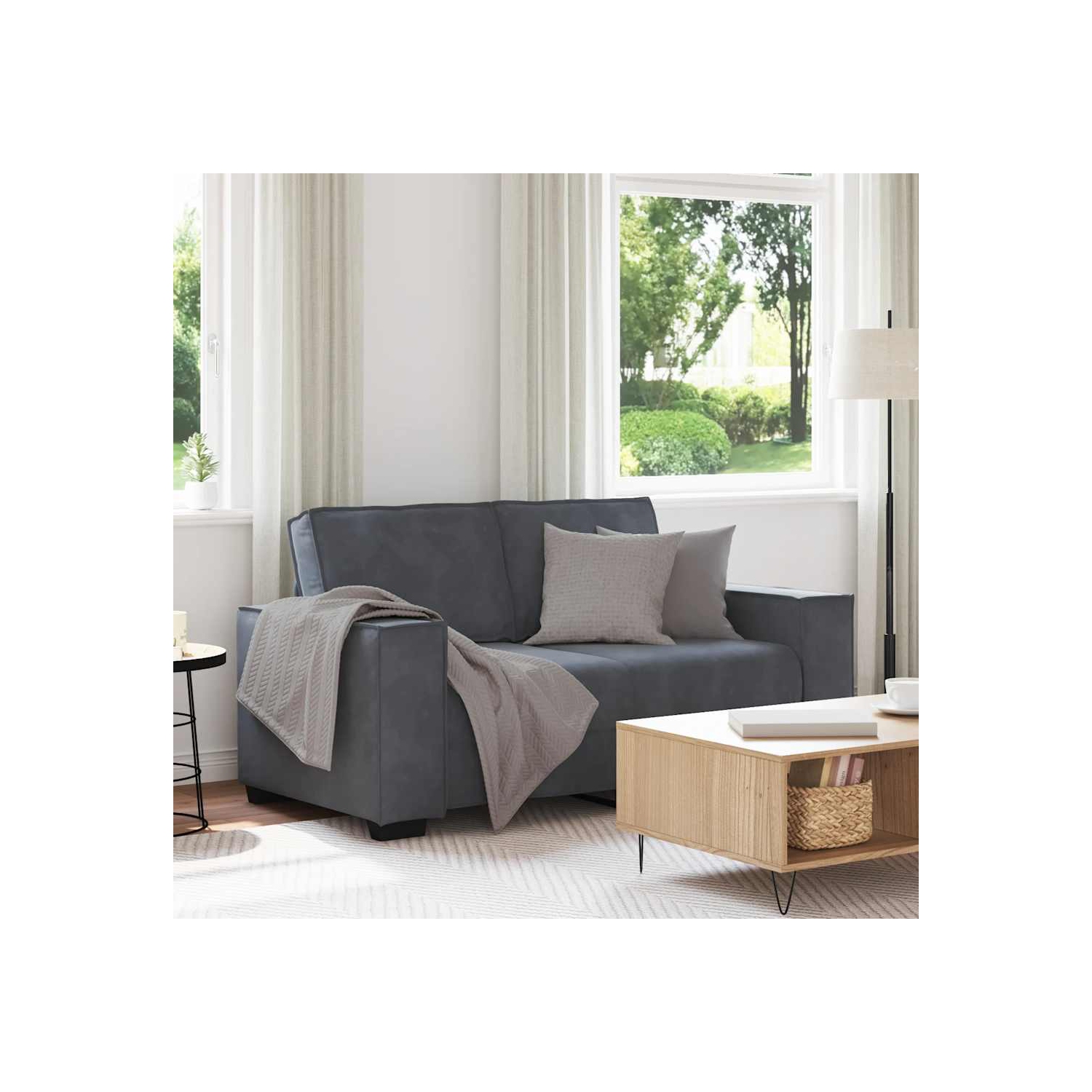 Canapé 2 places en velours 120 cm gris foncé vidaXL