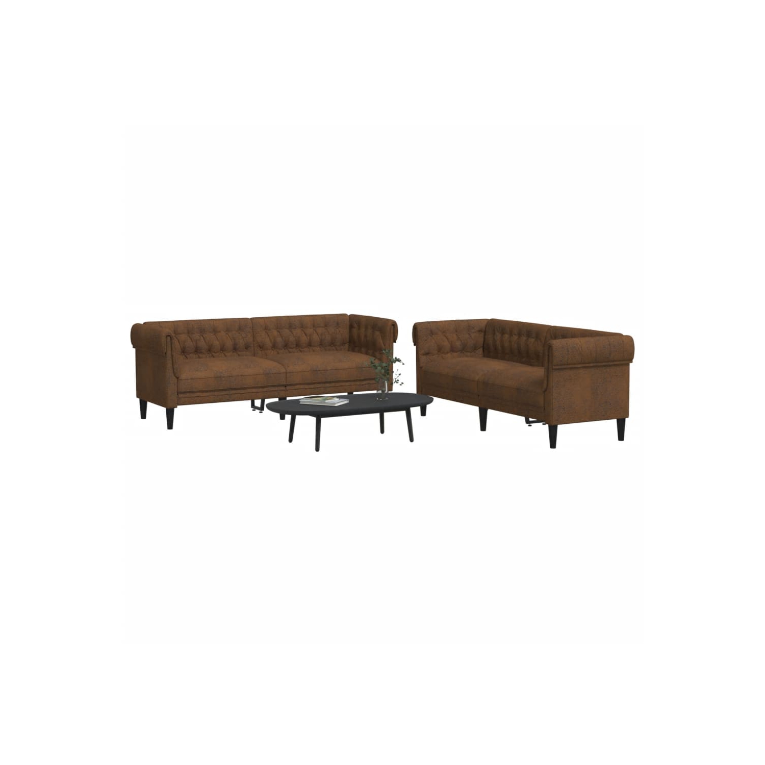 vidaXL 2 Piece Sofa Set Brown Fabric