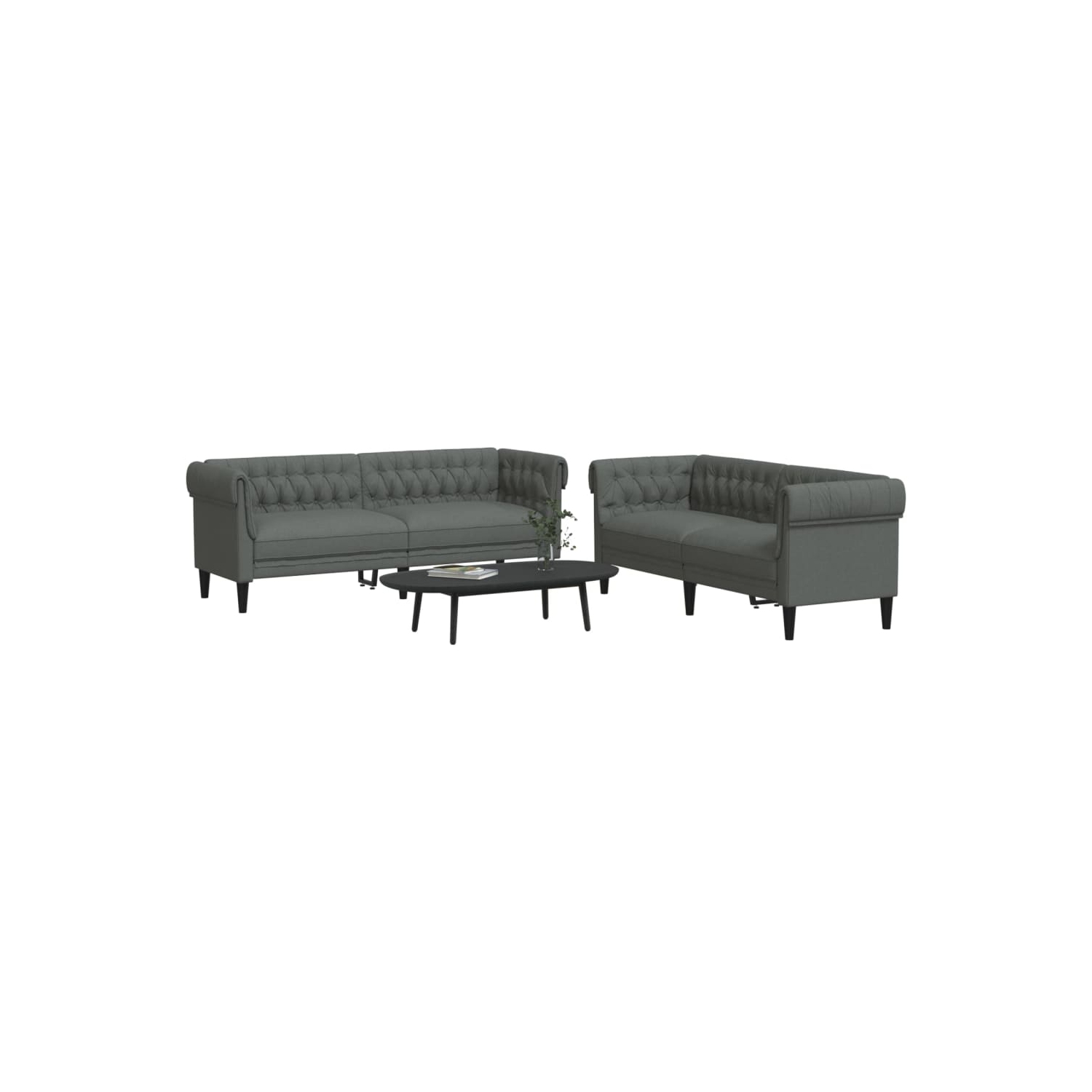 Mobilier de salon 2 pièces en tissu gris foncé vidaXL