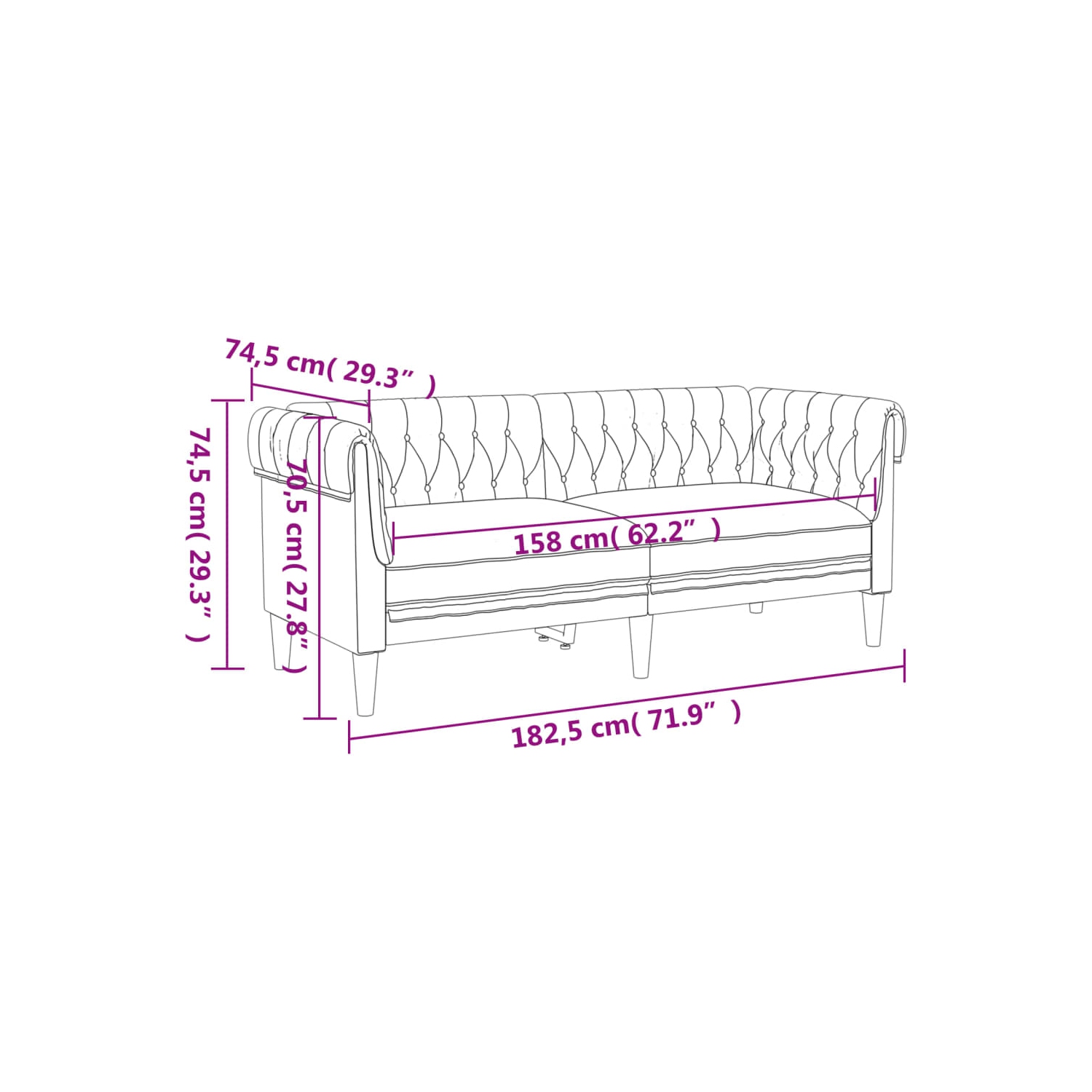 Mobilier de salon 2 pièces en tissu gris foncé vidaXL