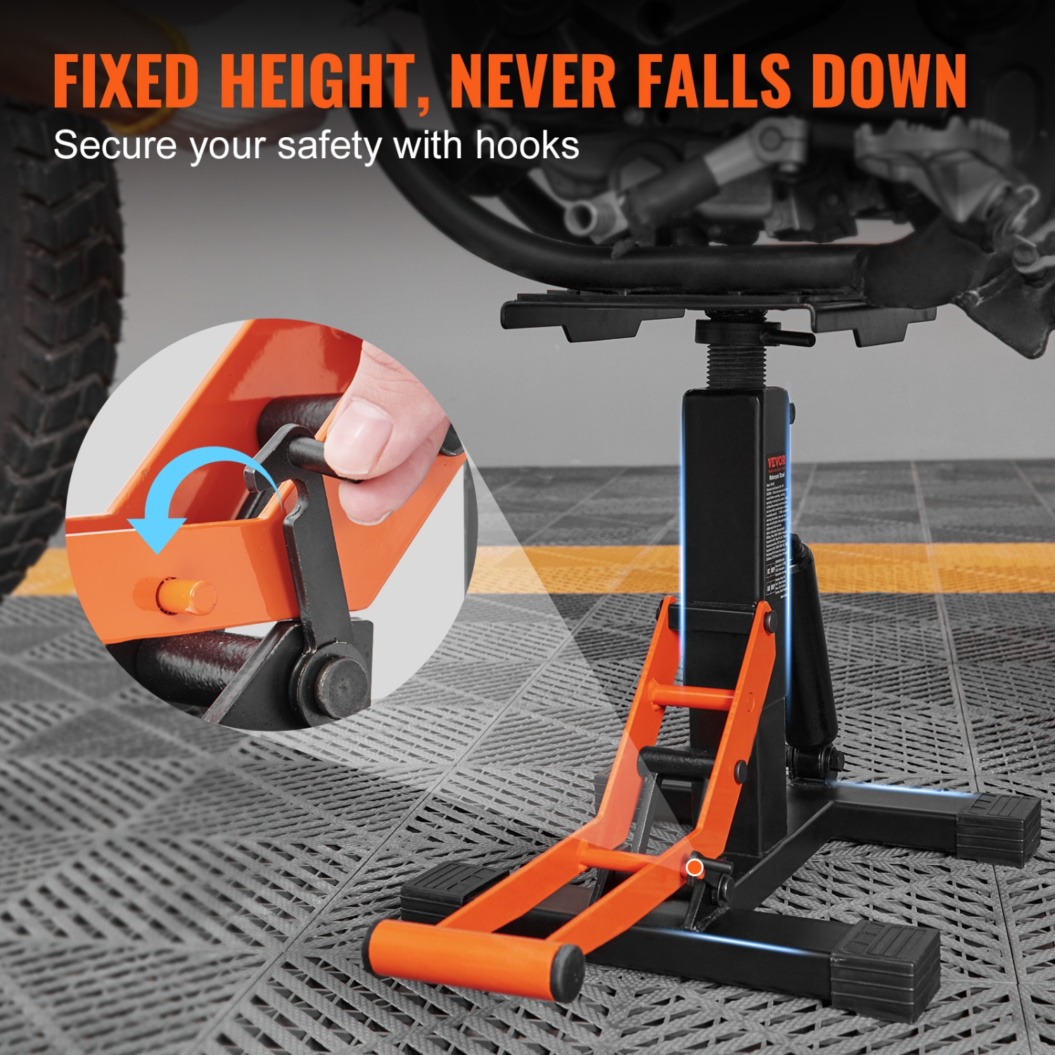VEVOR Dirt Bike Lift Stand, Motorcycle Jack Lift Stand 440 lbs Capacity and Hydraulic Lift Operation, Adjustable Height Hoist Table, for Dirt Pit