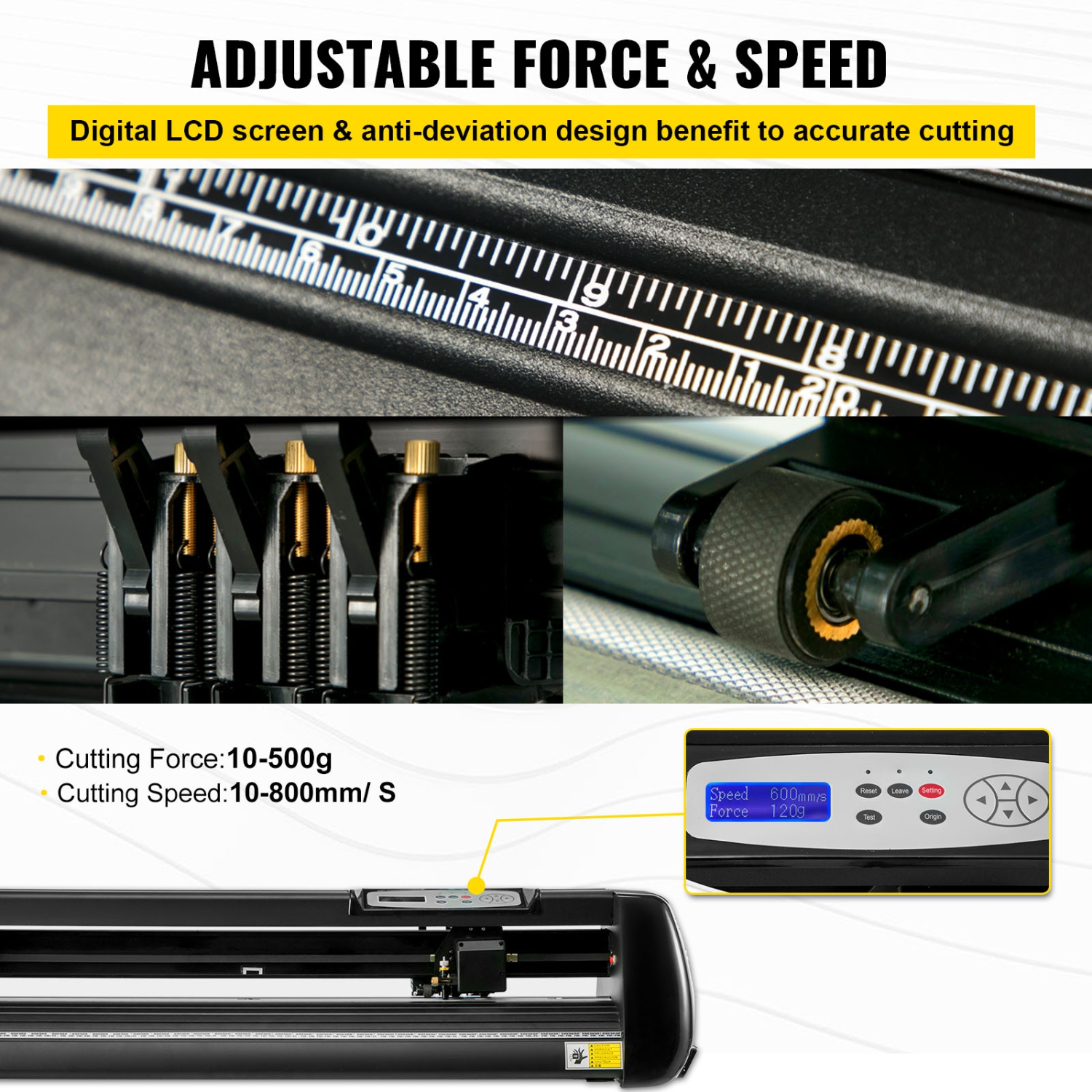 VEVOR 34 inch Vinyl Cutter, 870mm Paper Feed Vinyl Plotter with Floor Stand, Cutting Plotter Machine Adjustable Speed SignMaster Software for Sign