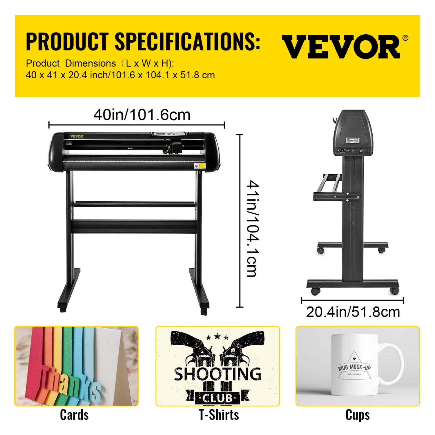 VEVOR 34 inch Vinyl Cutter, 870mm Paper Feed Vinyl Plotter with Floor Stand, Cutting Plotter Machine Adjustable Speed SignMaster Software for Sign
