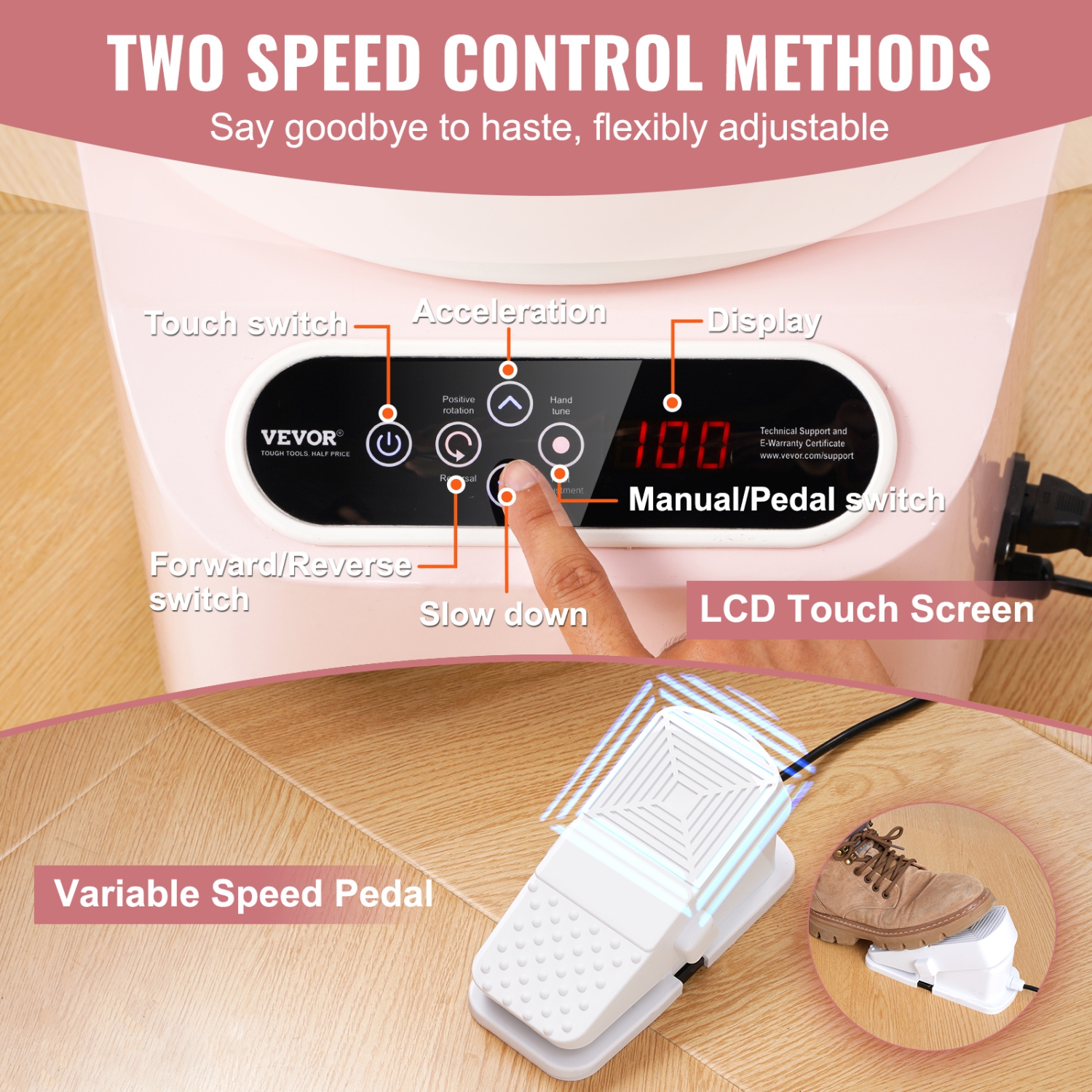 VEVOR 10 inch Pottery Wheel, 350W Electric Wheel for Pottery with Foot Pedal and LCD Touch Screen, Direct Drive Ceramic Wheel with Shaping Tools for