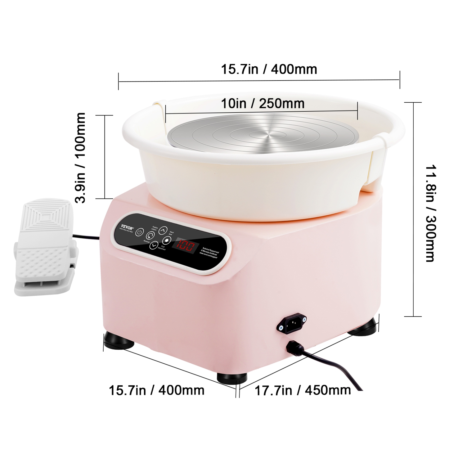 VEVOR 10 inch Pottery Wheel, 350W Electric Wheel for Pottery with Foot Pedal and LCD Touch Screen, Direct Drive Ceramic Wheel with Shaping Tools for