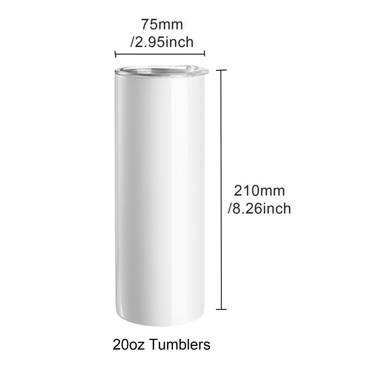 VEVOR 12 Pack Sublimation Tumblers 20oz Skinny Straight, Stainless Steel Sublimation Tumblers Blank, Stainless Steel Double Wall Tumbler for Heat