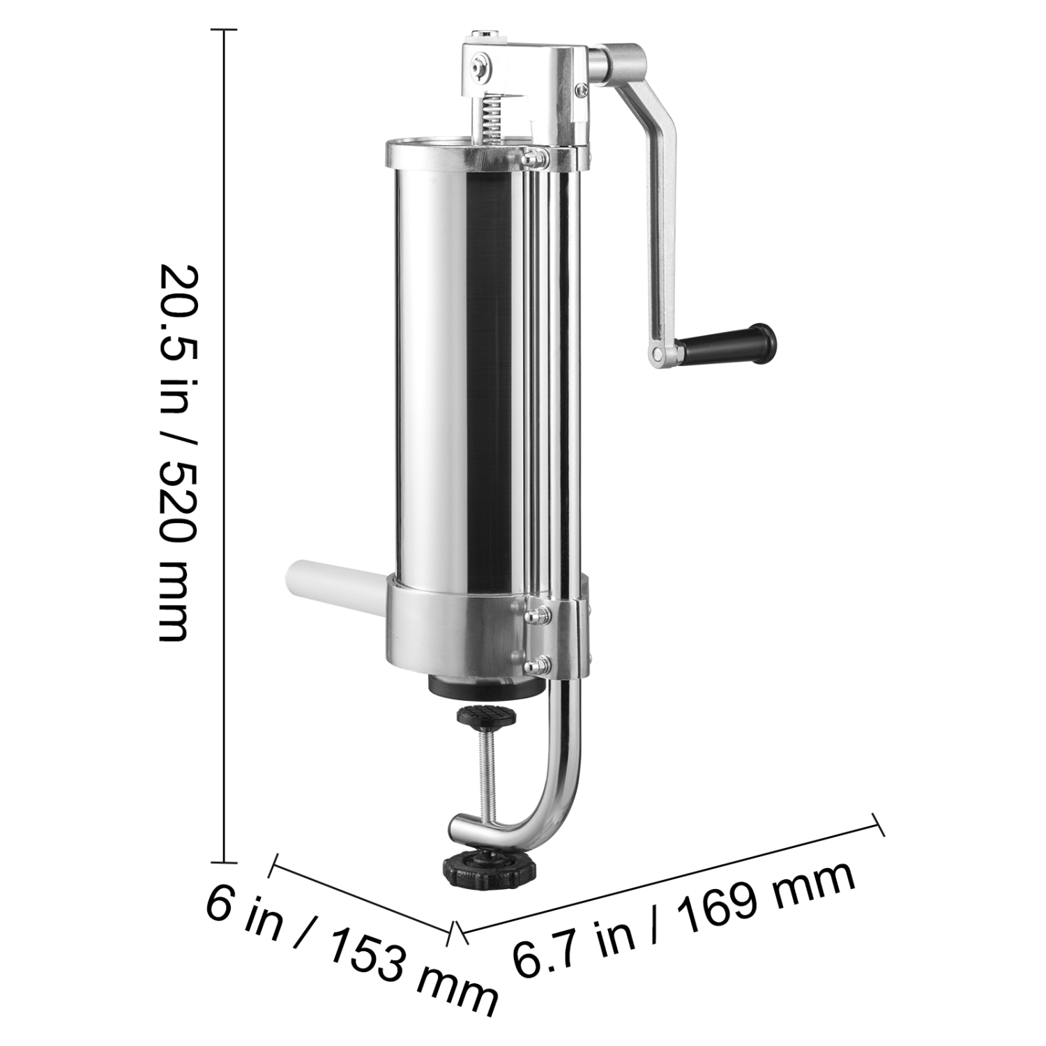VEVOR Sausage Stuffer, 5LBS/3L Capacity, 304 Stainless Steel Vertical Sausage Stuffer, Sausage Filling Machine with 3 Stuffing Tubes, Suction Base