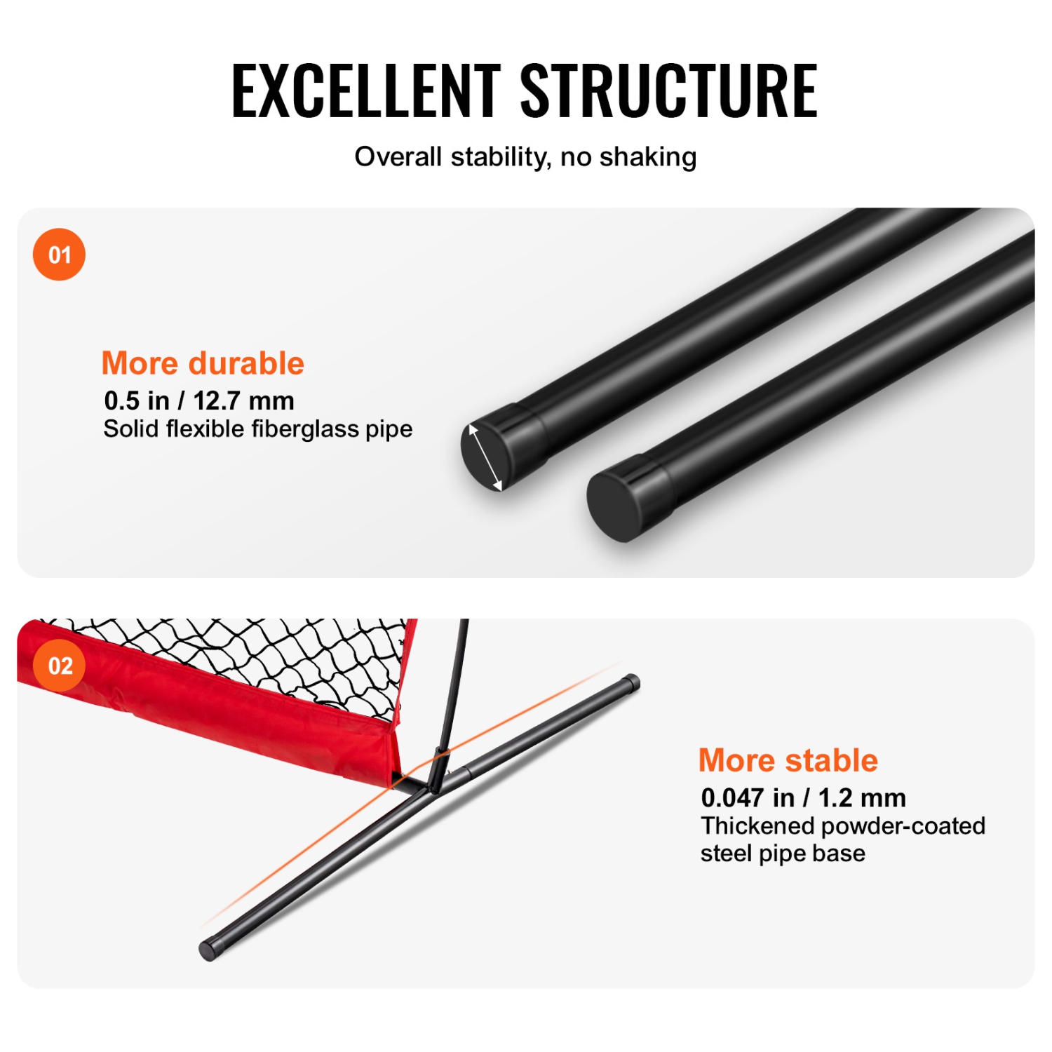 VEVOR 7x4 ft I Screen Baseball for Batting Cage, Baseball & Softball Safety Screen, Batting Screen with Carry Bag & Ground Stakes, Baseball Pitching