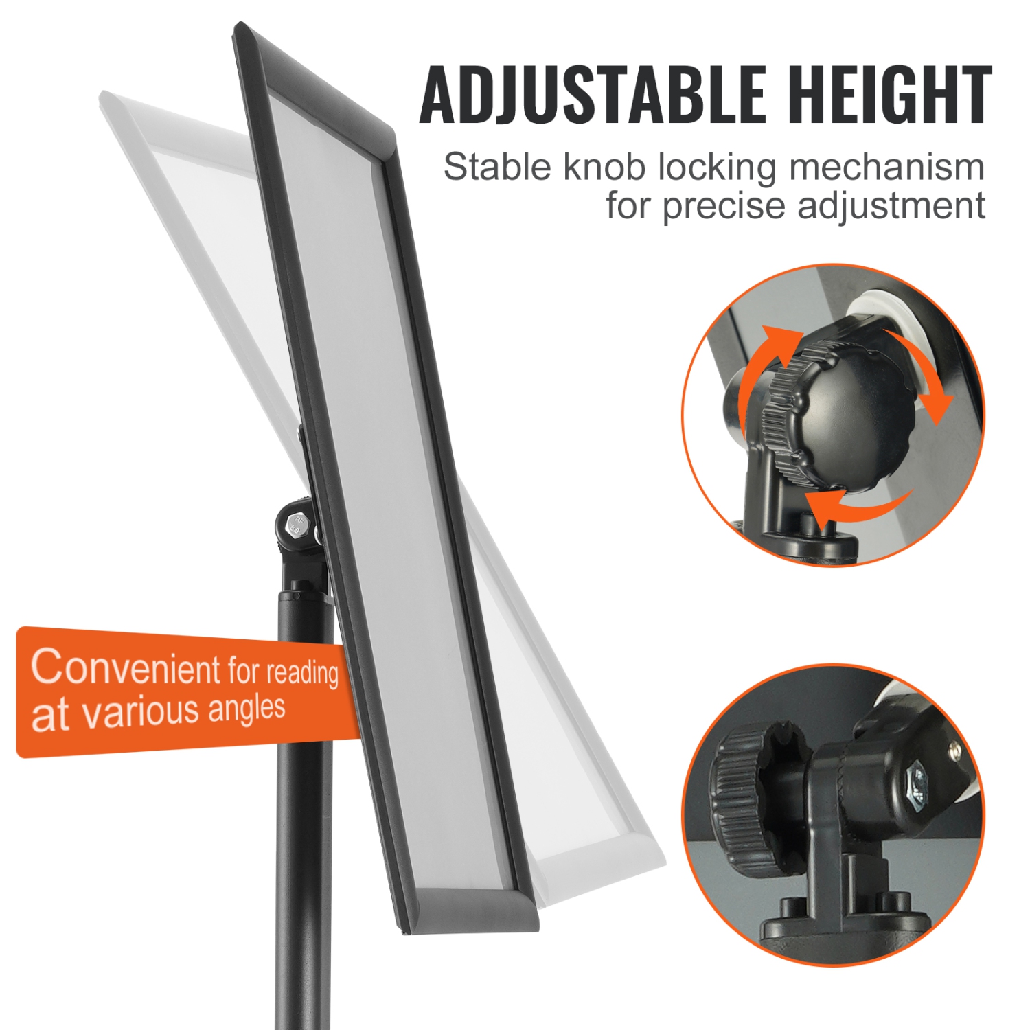 VEVOR 11 x 17 Inch Pedestal Sign Holder, Vertical and Horizontal Poster Stand, Heavy-Duty Floor Standing Sign Holder with Metal Base for Display,