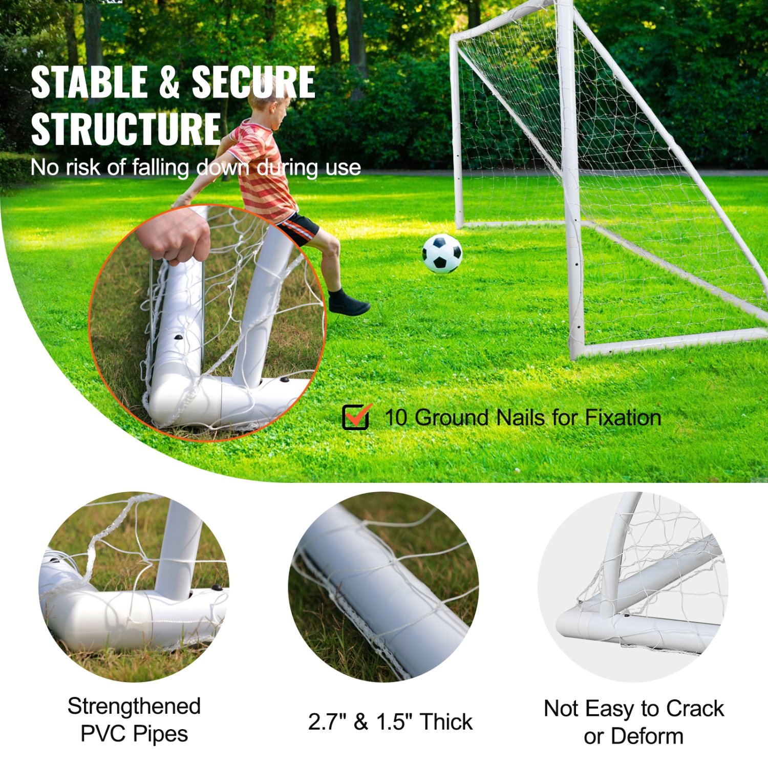 VEVOR 12x6 ft Portable Soccer Goal, Soccer Net, Adults Kids Backyard Soccer Net, Practice Soccer Net,Youth Training Soccer Goal Set, All-Weather