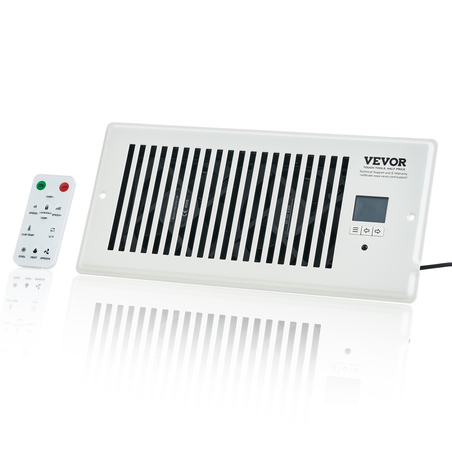 VEVOR 4” x 10” Register Booster Fan, Quiet Vent Booster Fan Fits Register Holes, with Remote Control and Thermostat Control, Adjustable Speed for