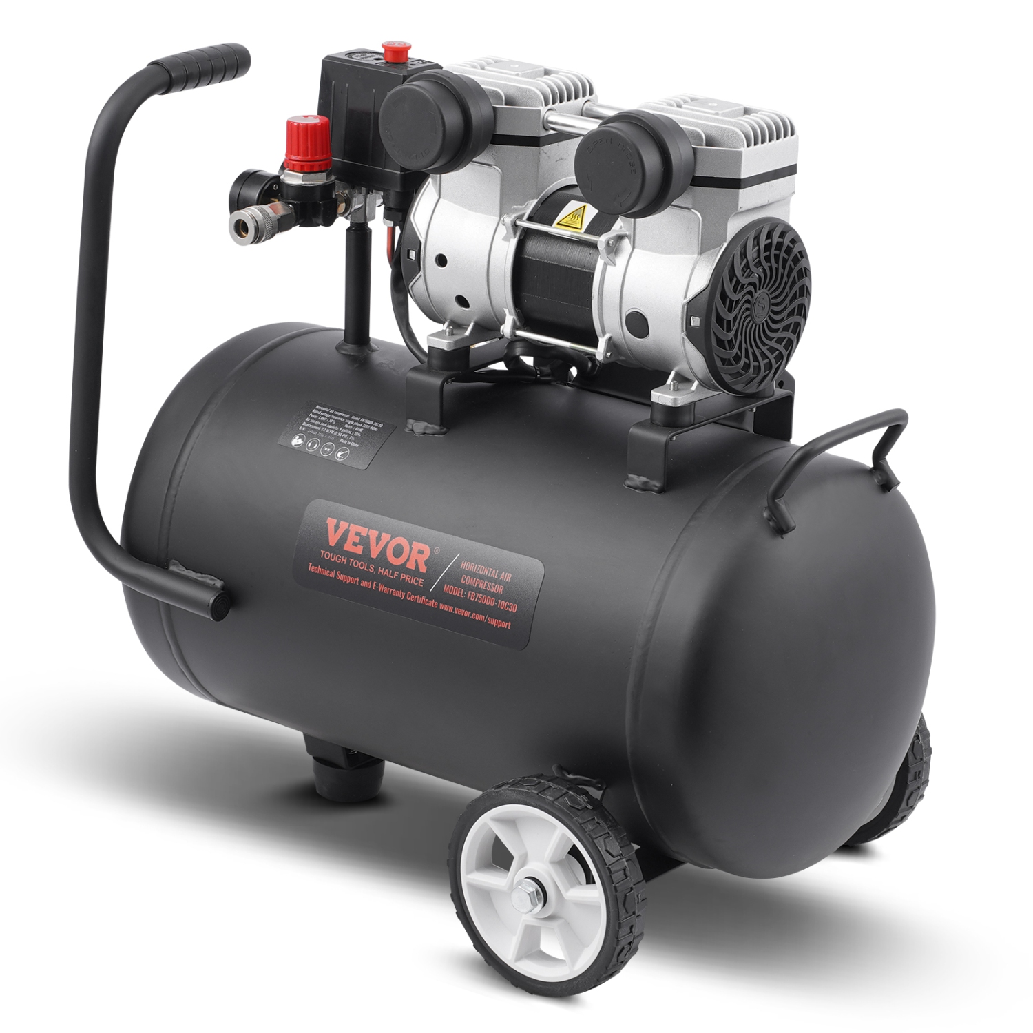 VEVOR Air Compressor, 8 Gallon Steel Tank, 1HP 2.2 CFM@90 PSI Oil Free Air Compressor & Max. 120PSI Pressure, 80dB Ultra Quiet Portable Compressor, for Auto Repair, Tire Inflation