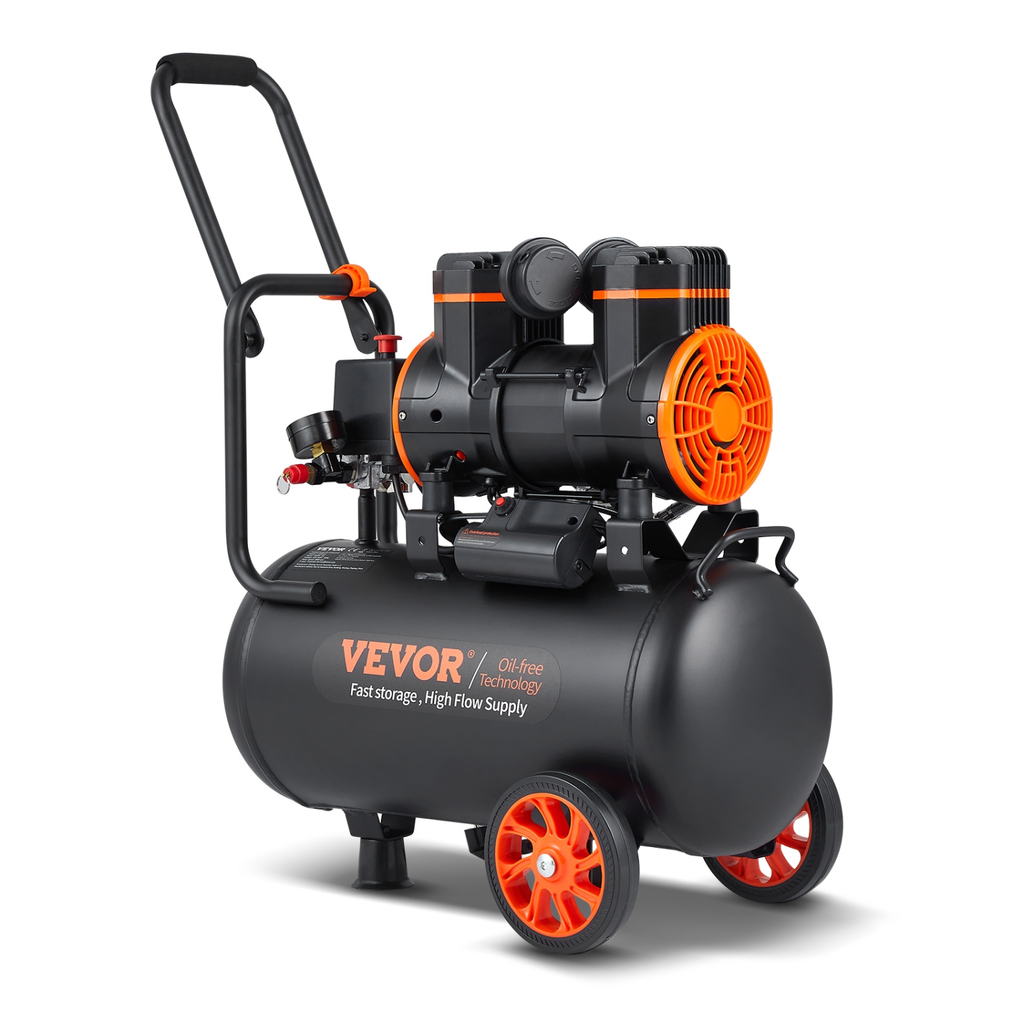 VEVOR 6.3 Gallon Air Compressor, 2 HP 3.35 CFM@90PSI Oil Free Air Compressor Tank&Max. 116PSI Pressure, 70 dB Ultra Quiet Compressor for Auto Repair, Tire Inflation, Spray Painting