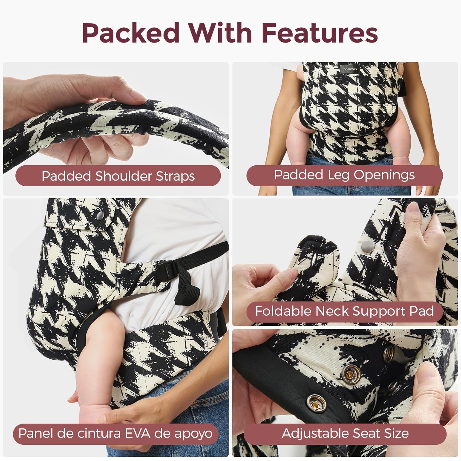 Momcozy Baby Carrier - Ergonomic, Cozy and Lightweight Carrier for 7-44lbs, Effortless to Put On, Ideal for Hands-Free Parenting, Enhanced Lumbar