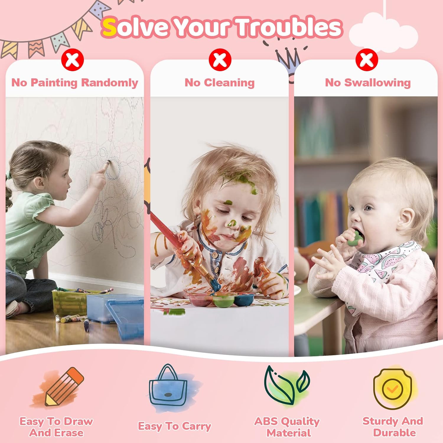 Magnetic Drawing Board, Kids Toys for 1-3 Year Old Boy Girl Birthday Gifts Doodle Board for Preschool Learning, Educational Erasable Sketching Pad