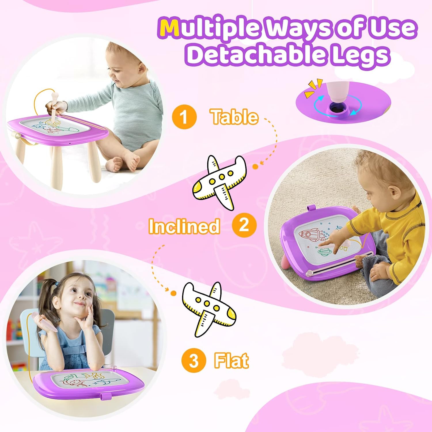 Magnetic Drawing Board, Kids Toys for 1-3 Year Old Boy Girl Birthday Gifts Doodle Board for Preschool Learning, Educational Erasable Sketching Pad