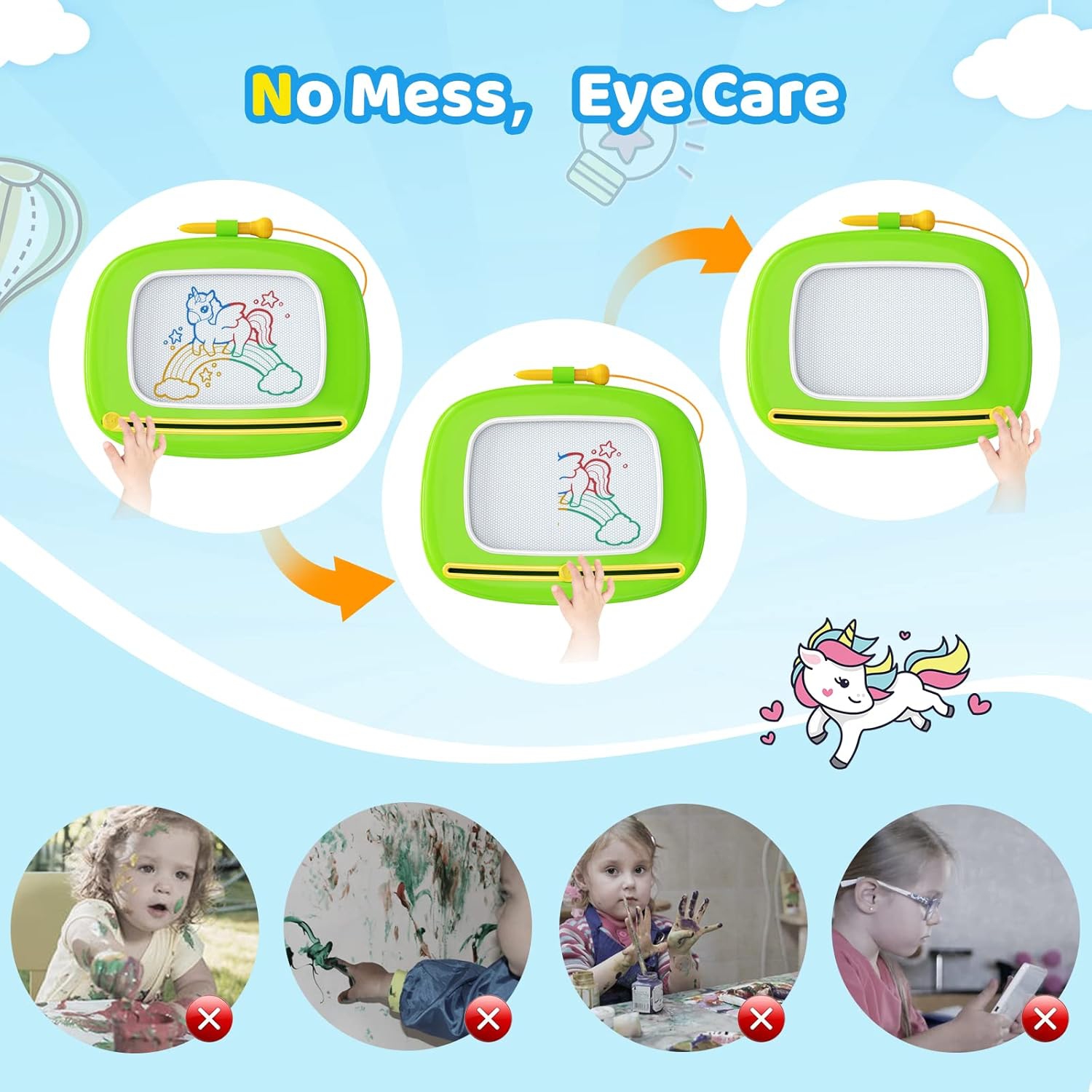 Magnetic Drawing Board, Kids Toys for 1-3 Year Old Boy Girl Birthday Gifts Doodle Board for Preschool Learning, Educational Erasable Sketching Pad