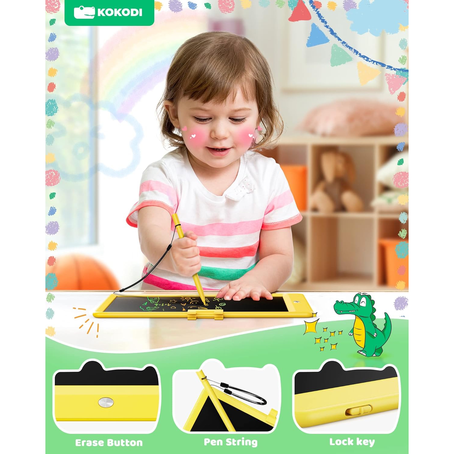 Kids Toys – Tablette d'écriture LCD de 10&nbsp;po, jouets pour garçons de 3 4 5 6 ans, cadeaux pour filles de 3 à 6 ans, jouets éducatifs de voyage