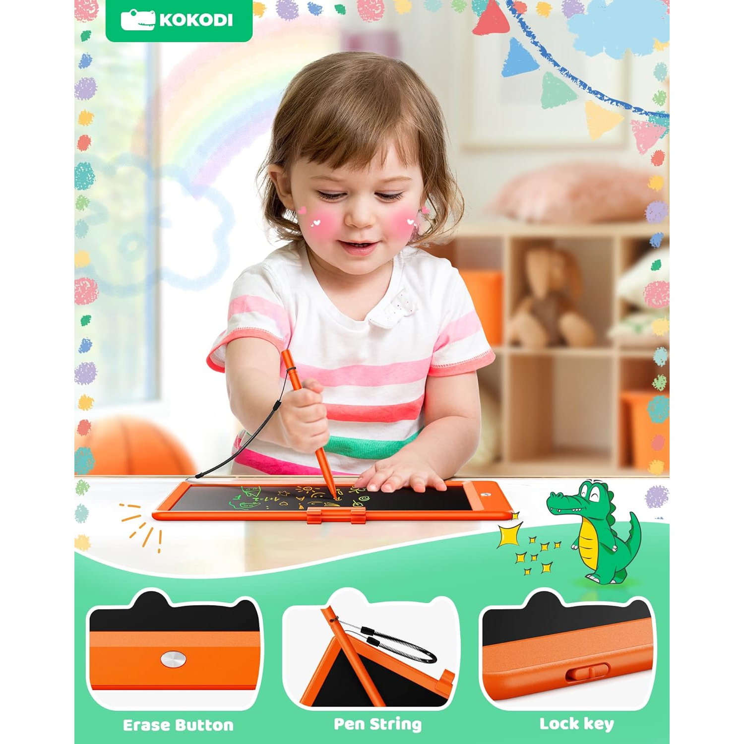 Kids Toys – Tablette d'écriture LCD de 10&nbsp;po, jouets pour garçons de 3 4 5 6 ans, cadeaux pour filles de 3 à 6 ans, jouets éducatifs de voyage