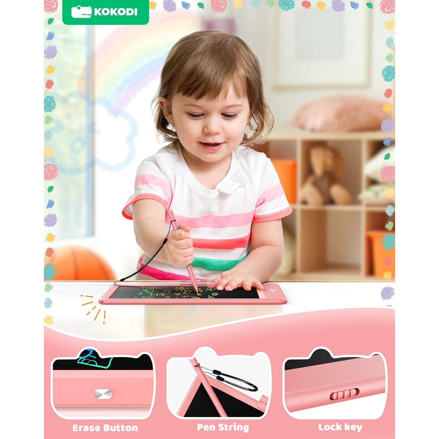 Kids Toys – Tablette d'écriture LCD de 10&nbsp;po, jouets pour garçons de 3 4 5 6 ans, cadeaux pour filles de 3 à 6 ans, jouets éducatifs de voyage