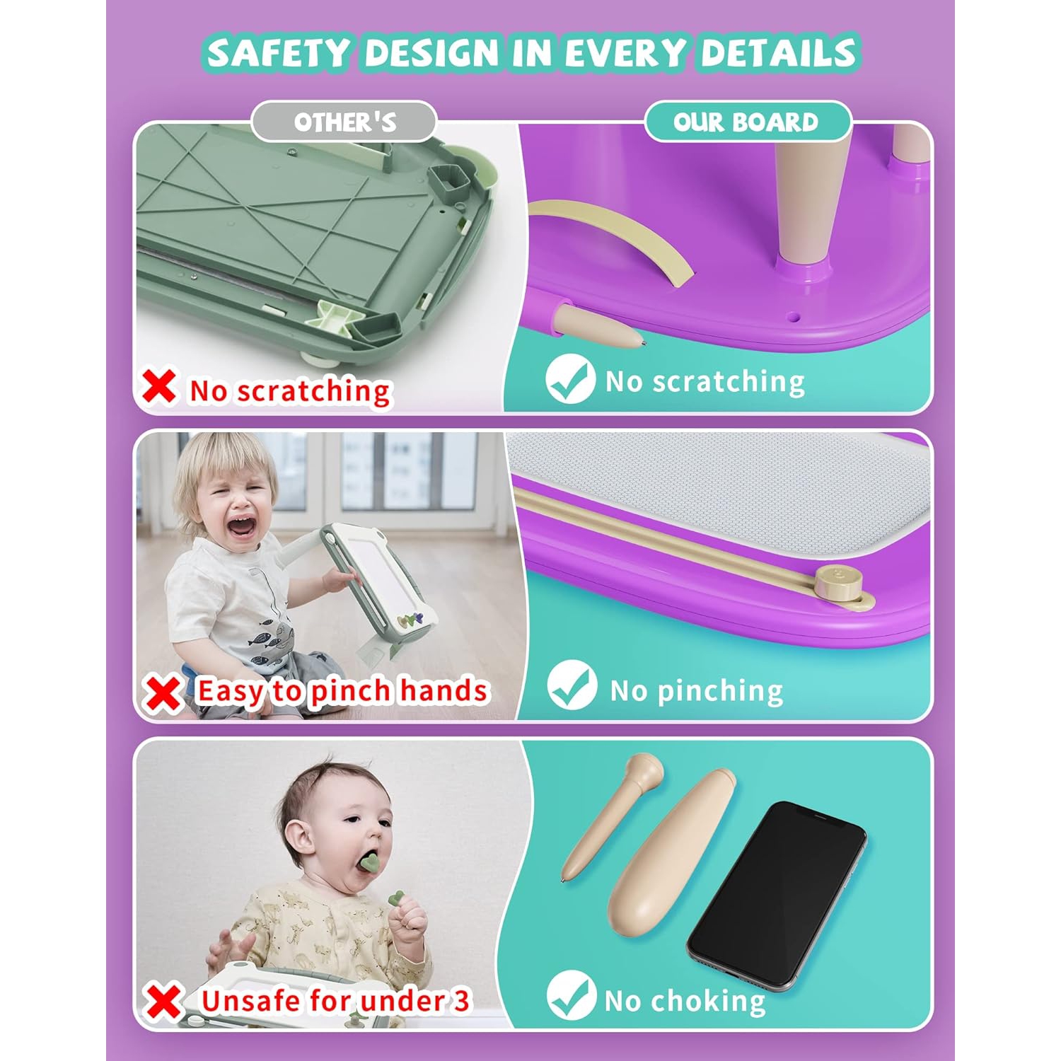 Toys Gift for 1 2 Year Old Toddler Boy Girl, Magnetic Drawing Board for Preschool Learning and Educational Toys, Doodle Board for Baby Kids, Purple