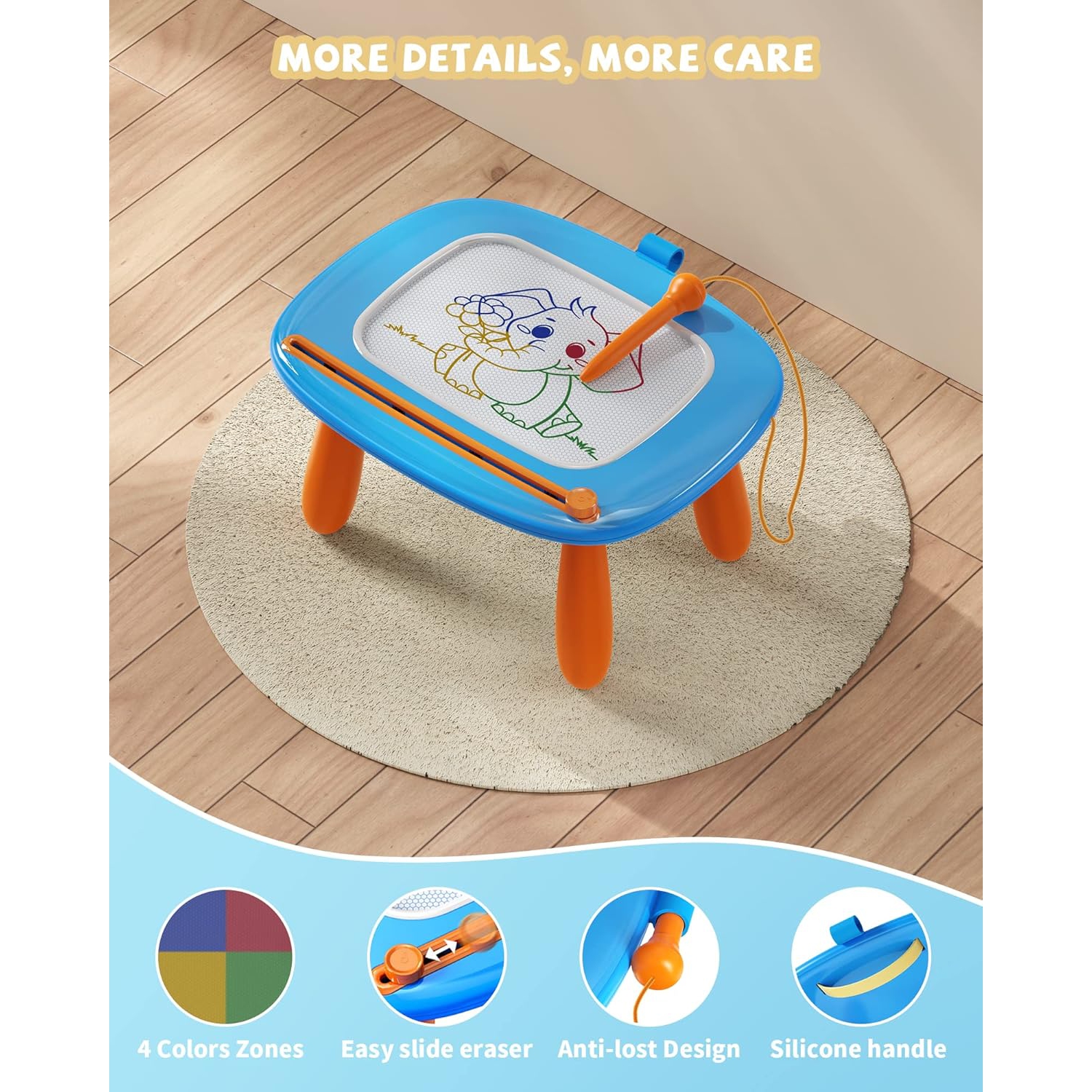 Toys Gift for 1 2 Year Old Toddler Boy Girl, Magnetic Drawing Board for Preschool Learning and Educational Toys, Doodle Board for Baby Kids, Blue