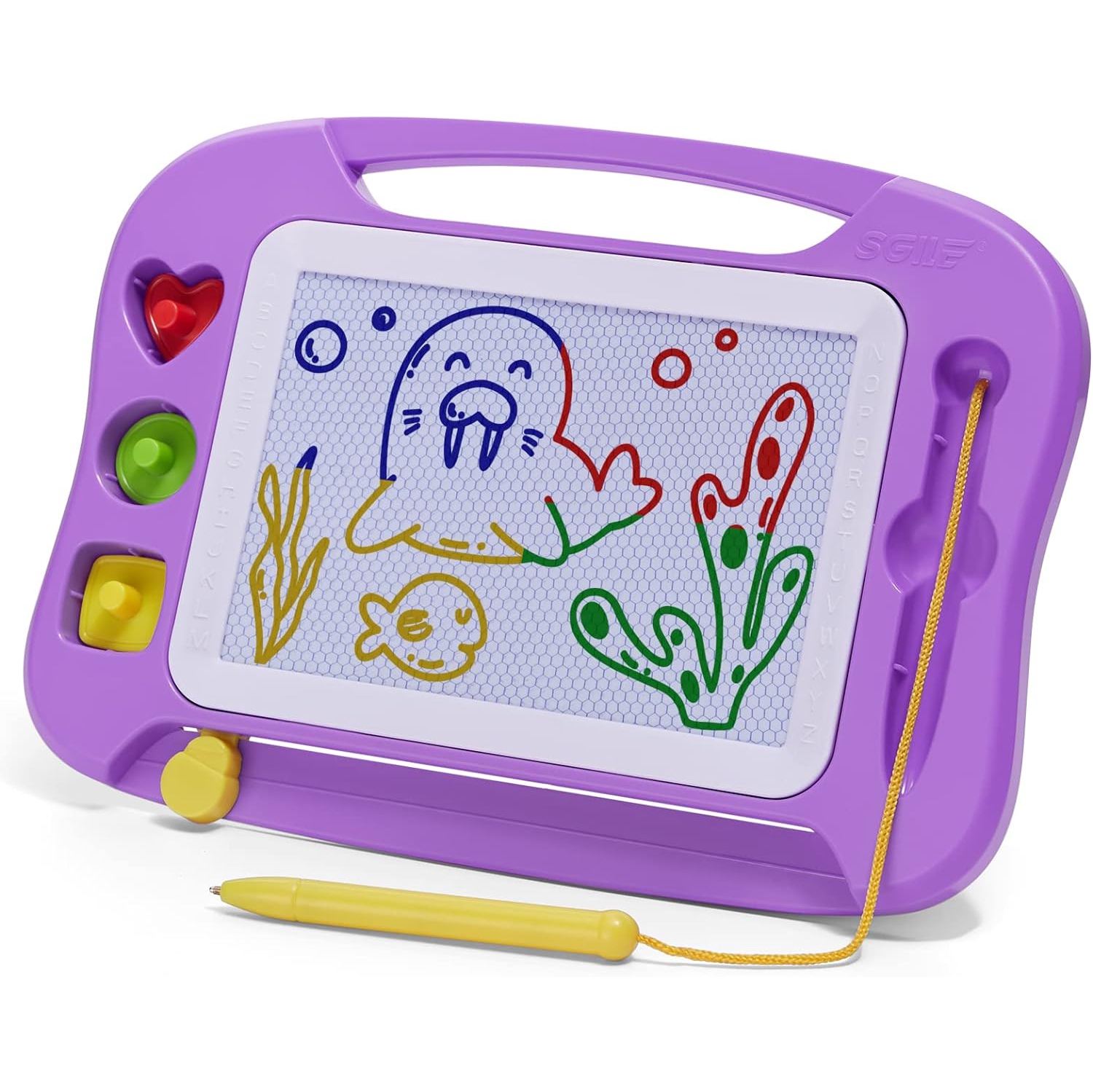 Large Magnetic Drawing Board, Doodle Pad with 4 Stamps for Toddlers, Learning Toy Gift Magna Doodle Board Etch Sketch Toys for 36+ Month Kids Girls