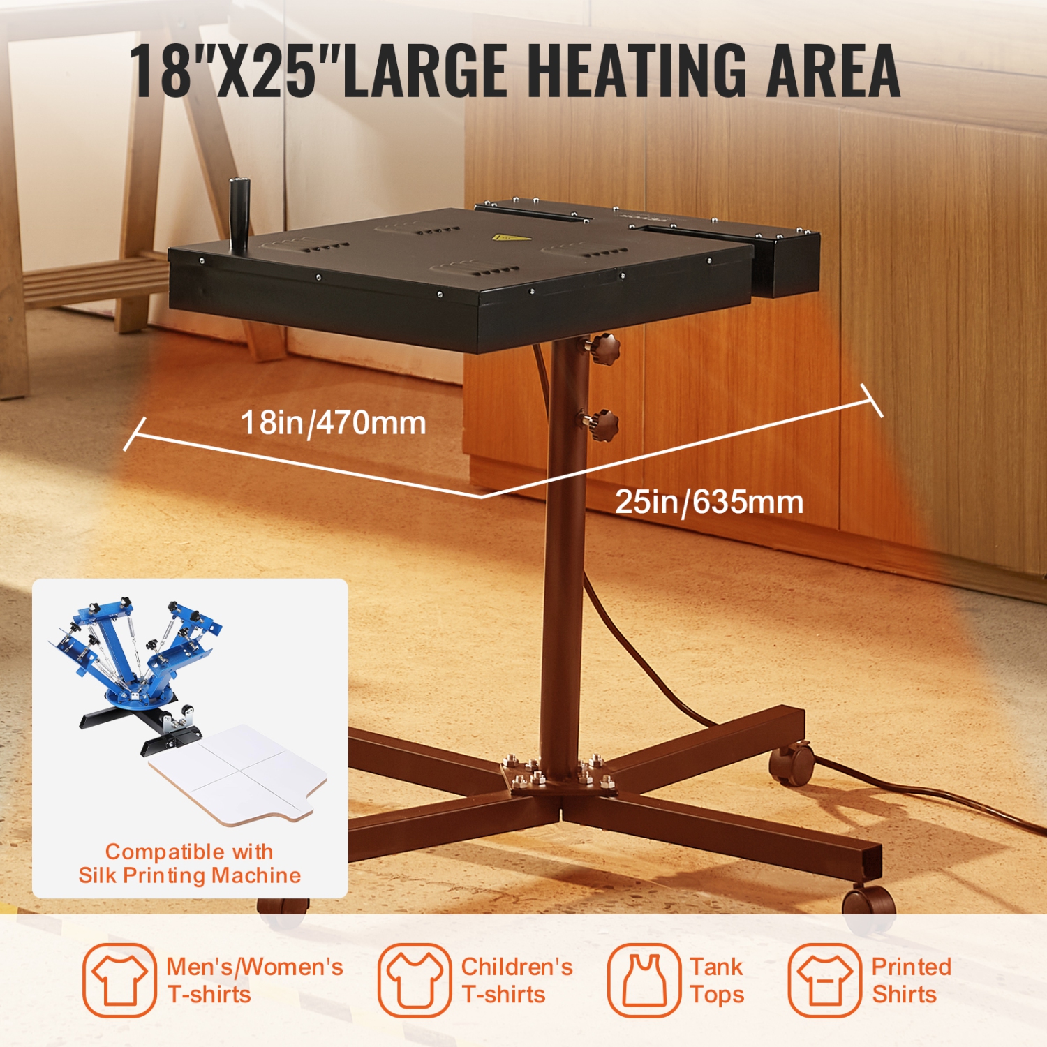 Sécheuse à mémoire flash VEVOR Pro 18x25 pouces, mise à niveau 2000&nbsp;W séchoir flash pour machine d'impression à écran, 0-750, contrôle de