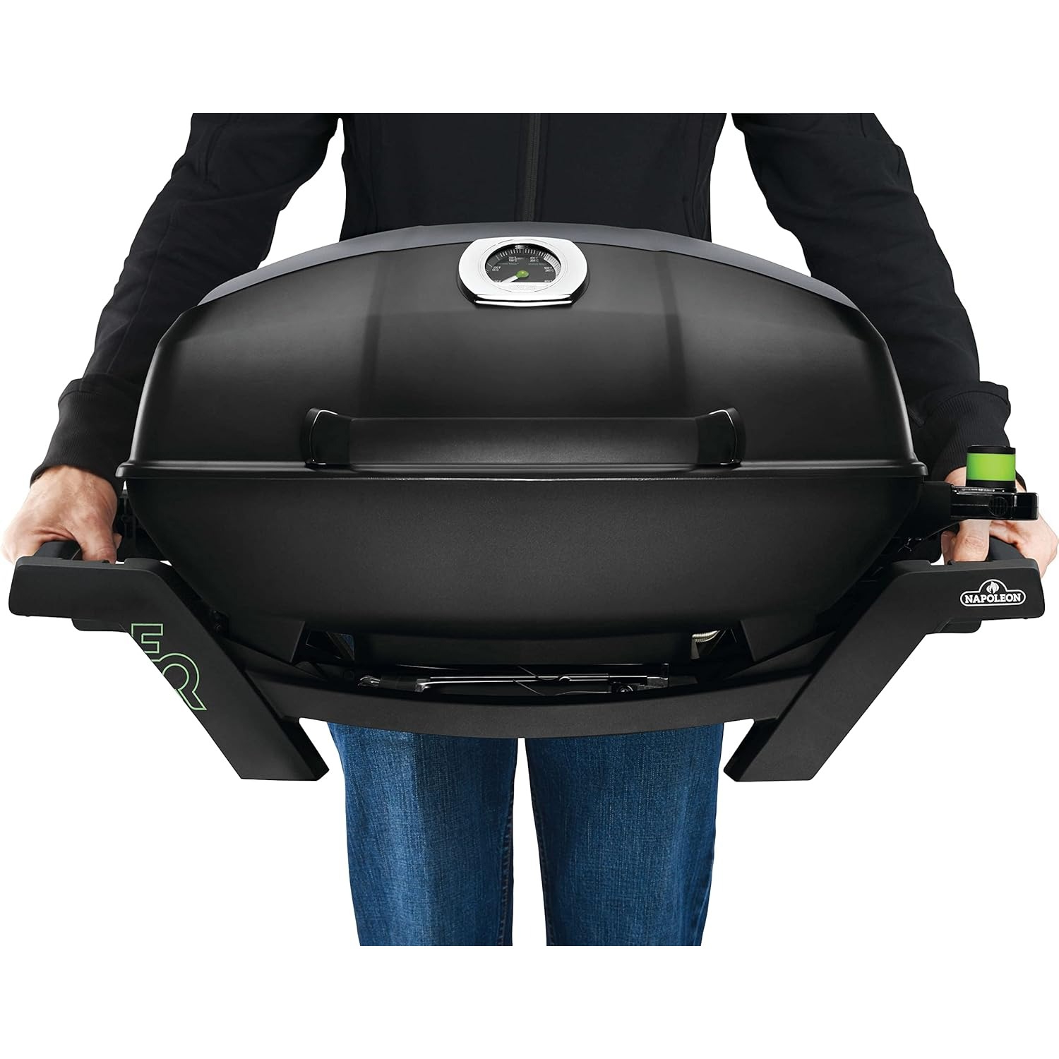 Napoleon TravelQ PRO285E Portable Electric Grill, 1500W, 285 in² Cooking Area, Cast Iron Grids, Temp Gauge, Black.