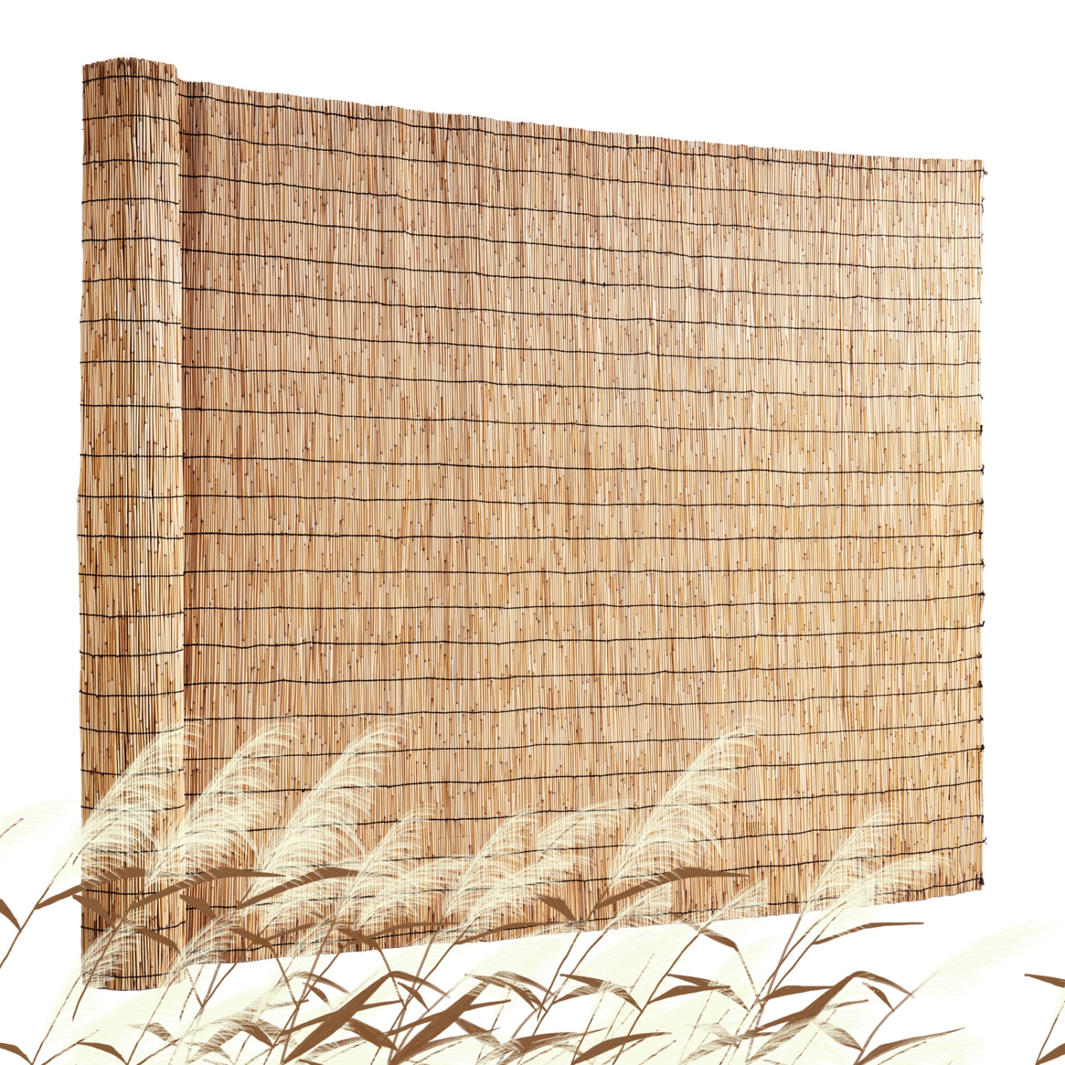 VEVOR 4 ft x 16.4 ft, Natural Reed Fencing, Reed Screen Curtain Balcony Reed Fence Roll for Outdoor Backyard Patio, Decorative Fence for Backyard