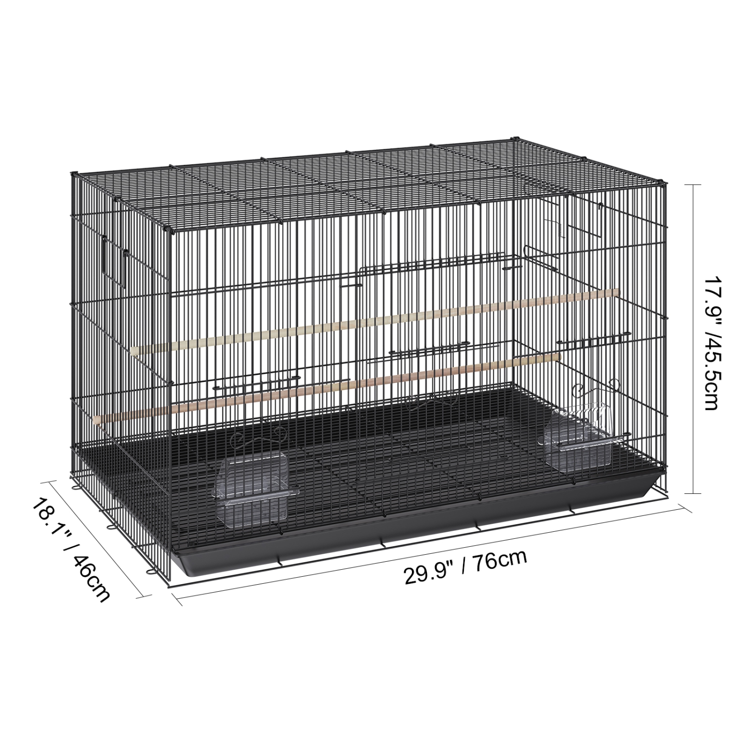 VEVOR 30 inch Bird Cage, Metal Large Parakeet Cages for Cockatiels Small Parrot Budgies Lovebirds Canaries, Pet Bird Cage with Rolling Stand and Tray